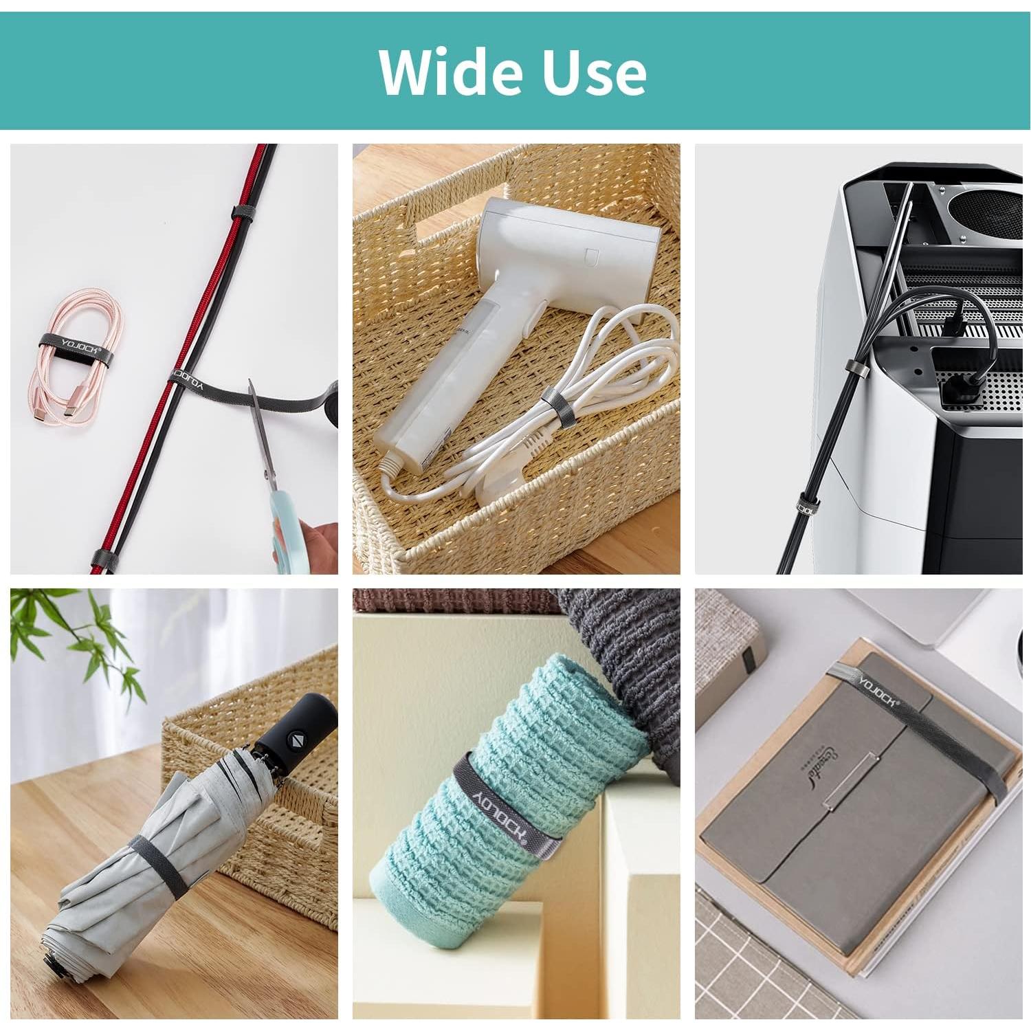 Correas de Cable Reutilizables YOJOCK 1cm x 4.88m Negro