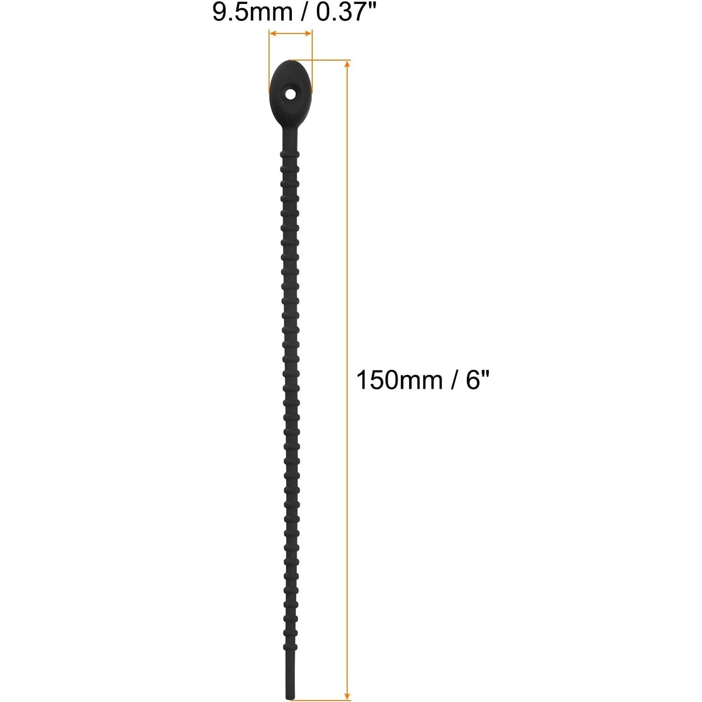 MECCANIXITY 20 Pack Silicone Cable Ties 6 Inch Reusable Zip Ties Silicone Twist Ties for Home Office Kitchen Organizer Food Bag Cord Key Management Black