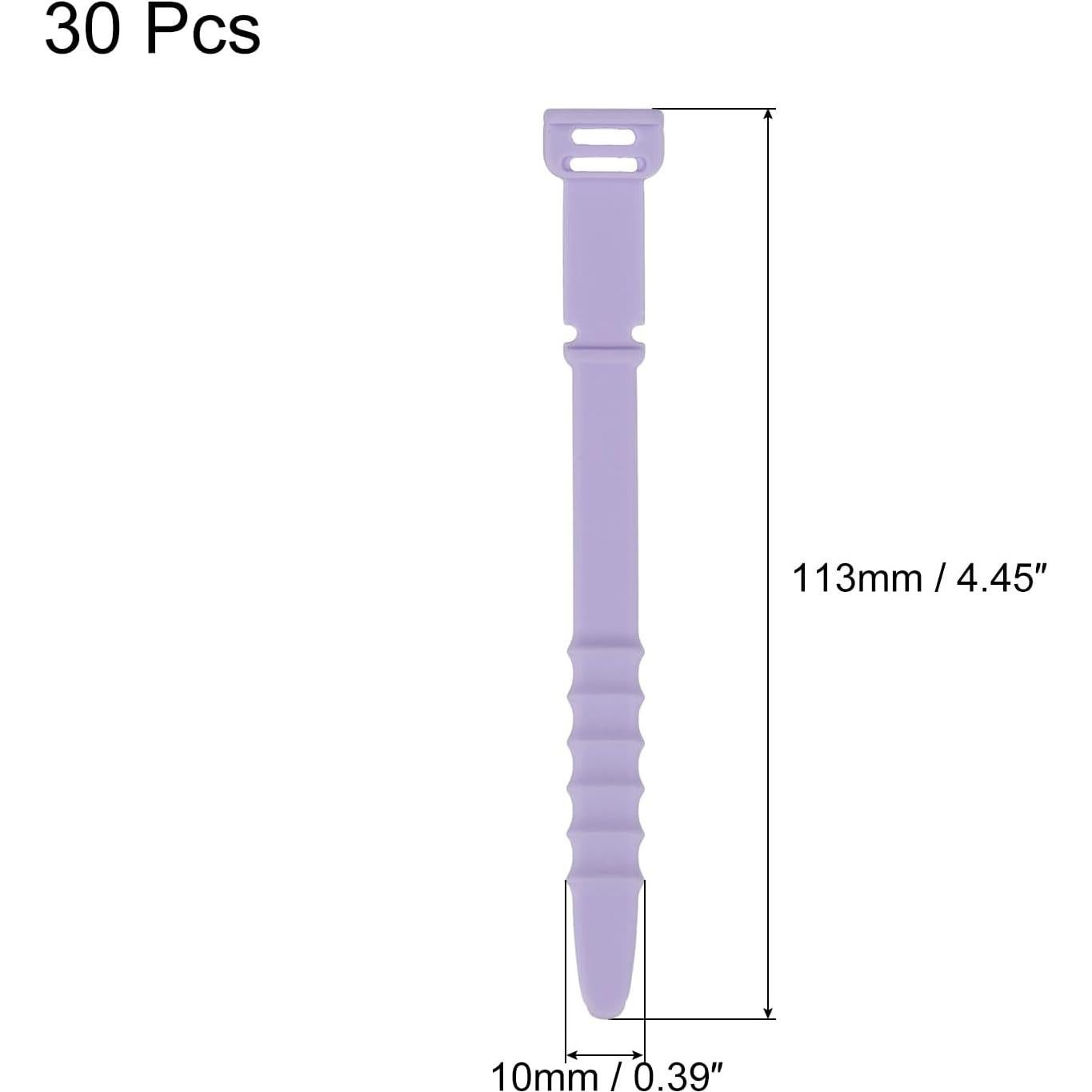30 Piezas Bridas de Silicona Reutilizables uxcell 11.4 cm Lavanda