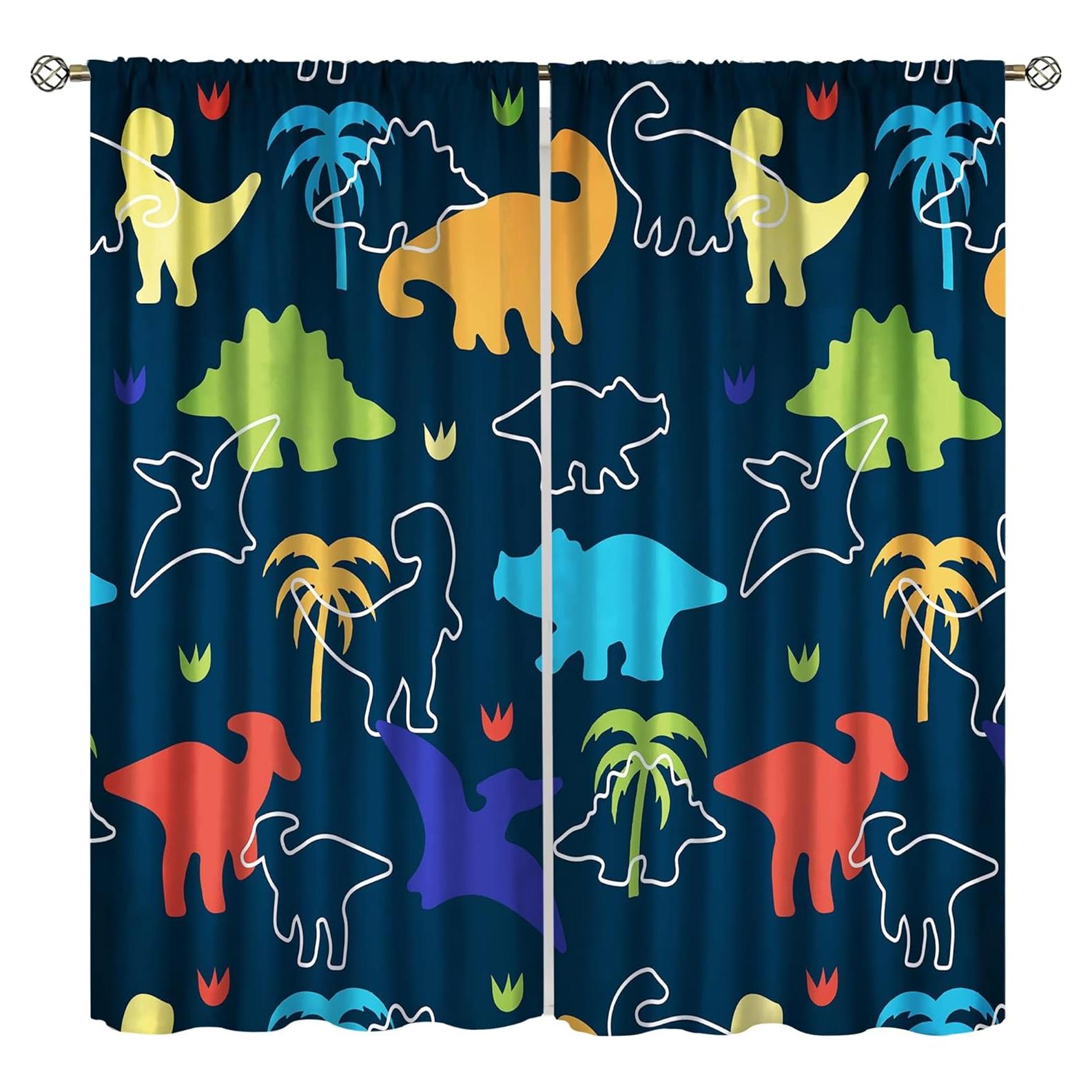 Cortinas de Dinosaurios ShiTingYu 53x114 cm 2 Paneles