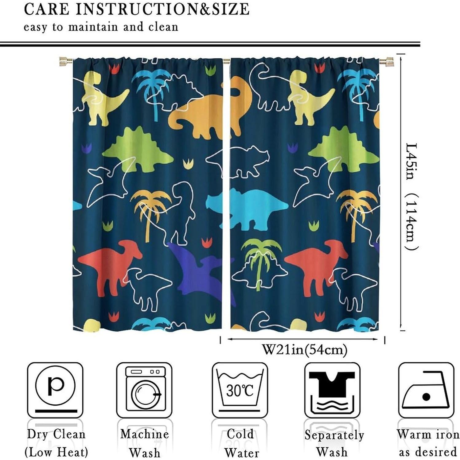 Cortinas de Dinosaurios ShiTingYu 53x114 cm 2 Paneles