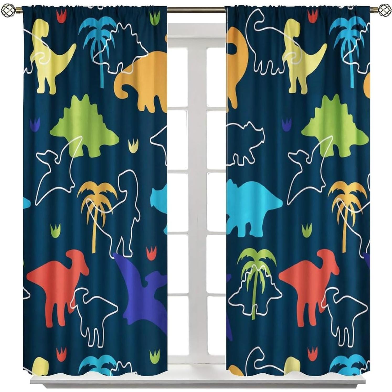 Cortinas de Dinosaurios ShiTingYu 53x114 cm 2 Paneles