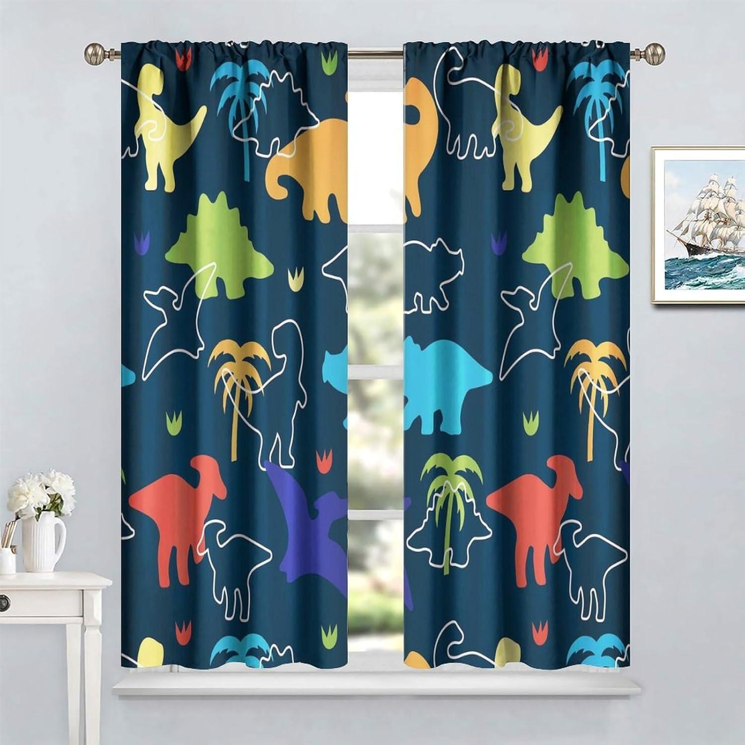 Cortinas de Dinosaurios ShiTingYu 53x114 cm 2 Paneles