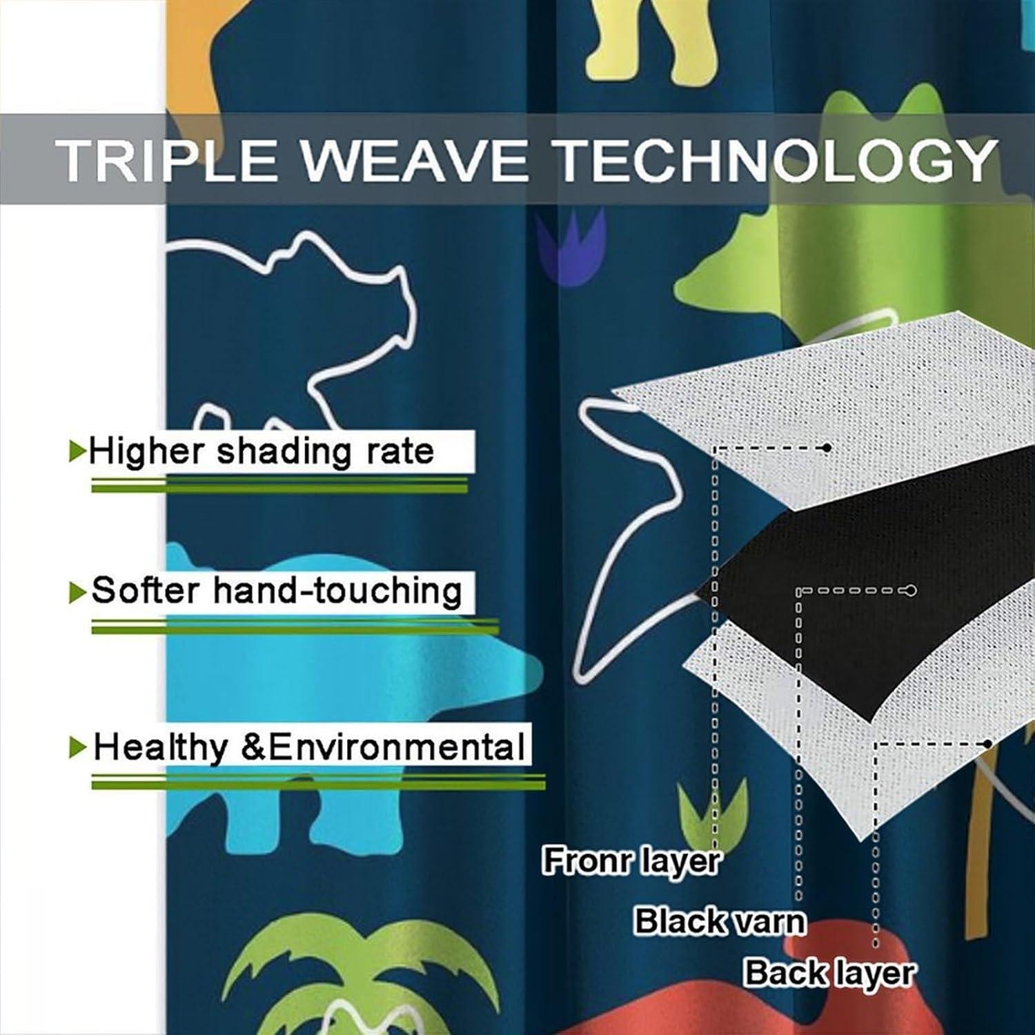 Cortinas de Dinosaurios ShiTingYu 53x114 cm 2 Paneles