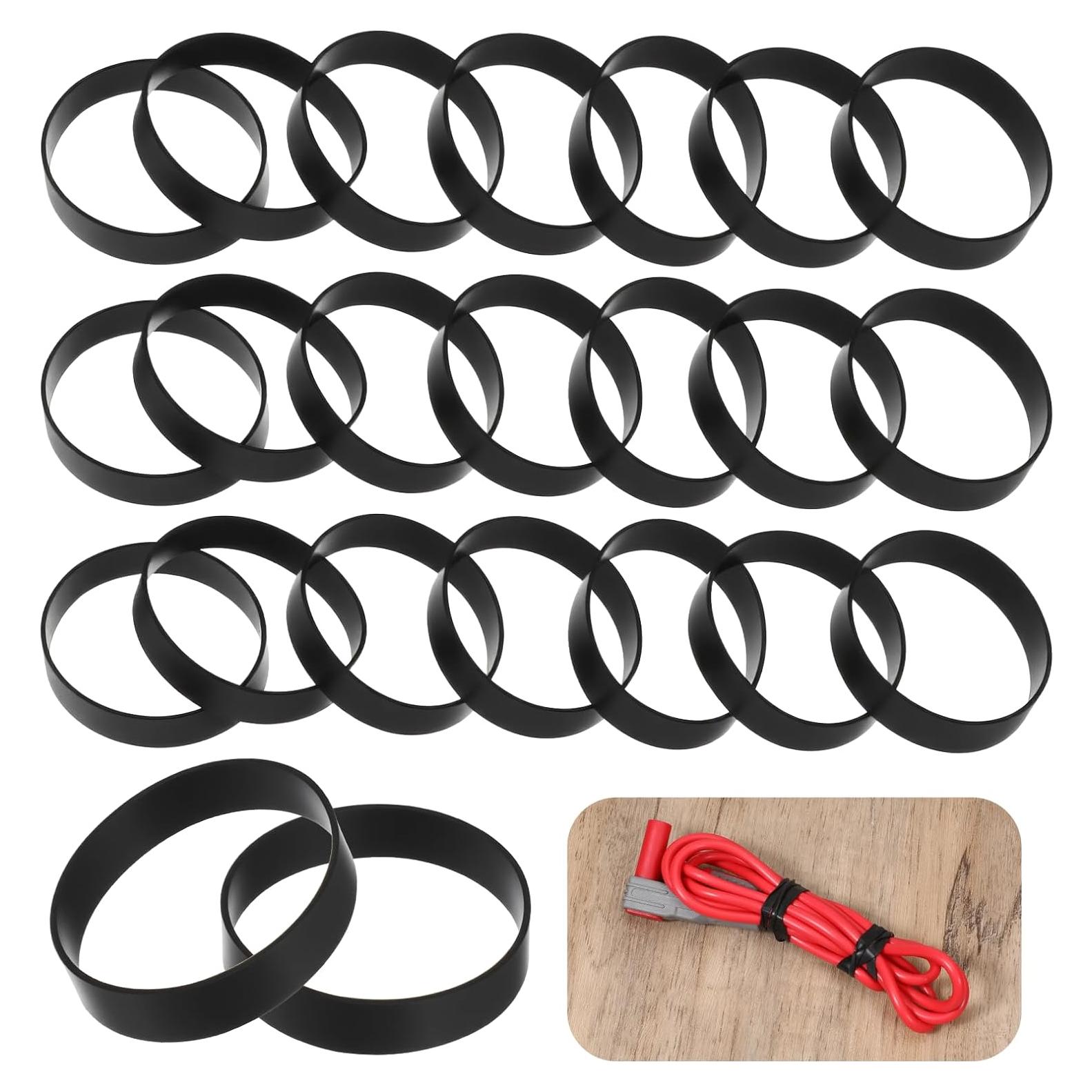 100 Bandas de Goma Negras de Silicona 25mm Reutilizables