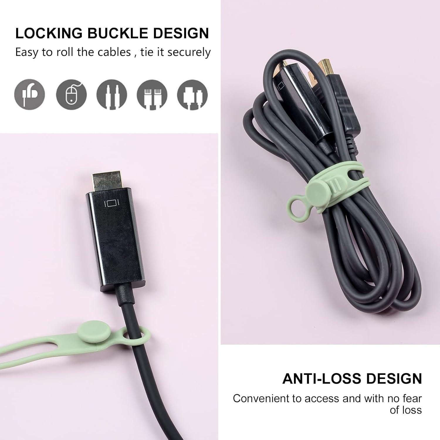 Organizador de Cables OneLeaf 30 Pcs Silicona Reutilizables