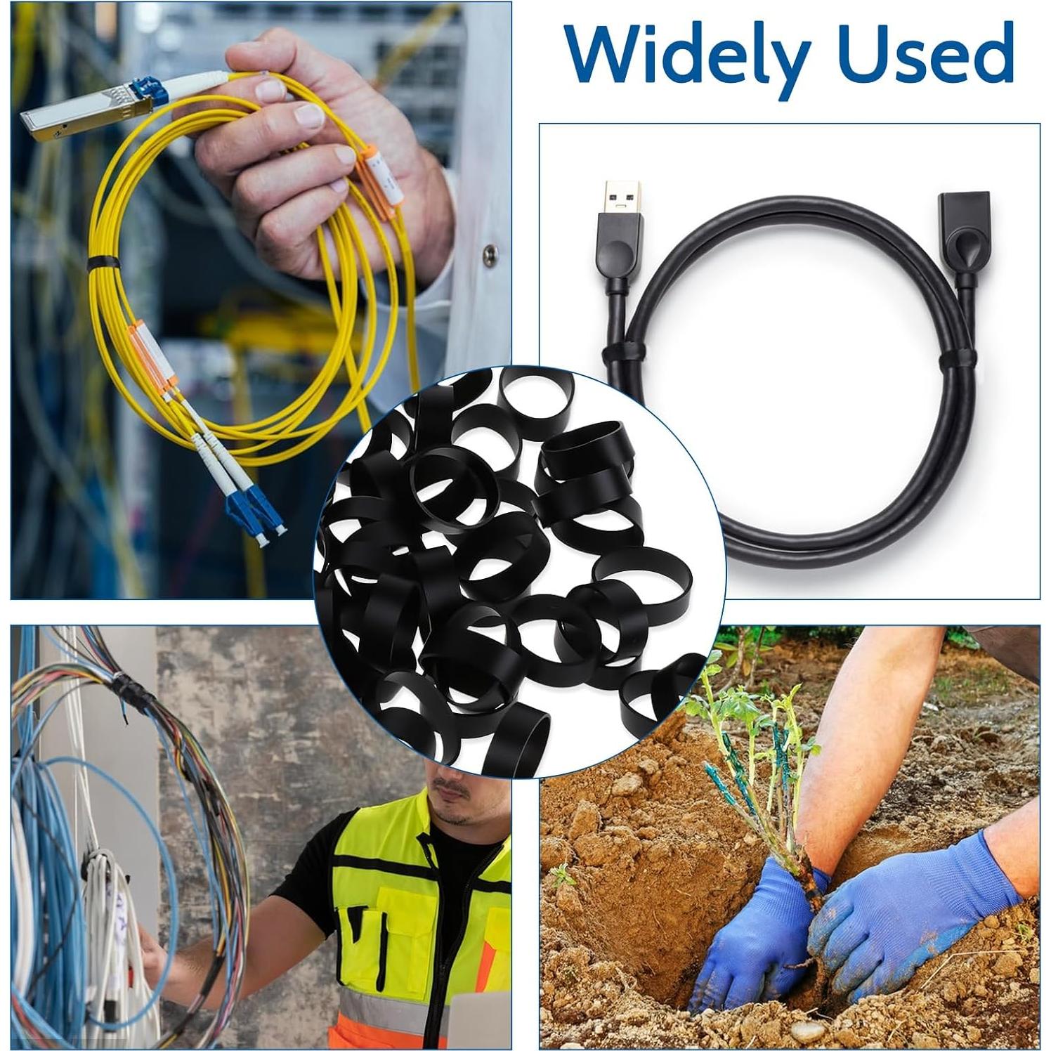 100 Bandas Elásticas de Silicona Negras Sliverdew 12mm x 5mm