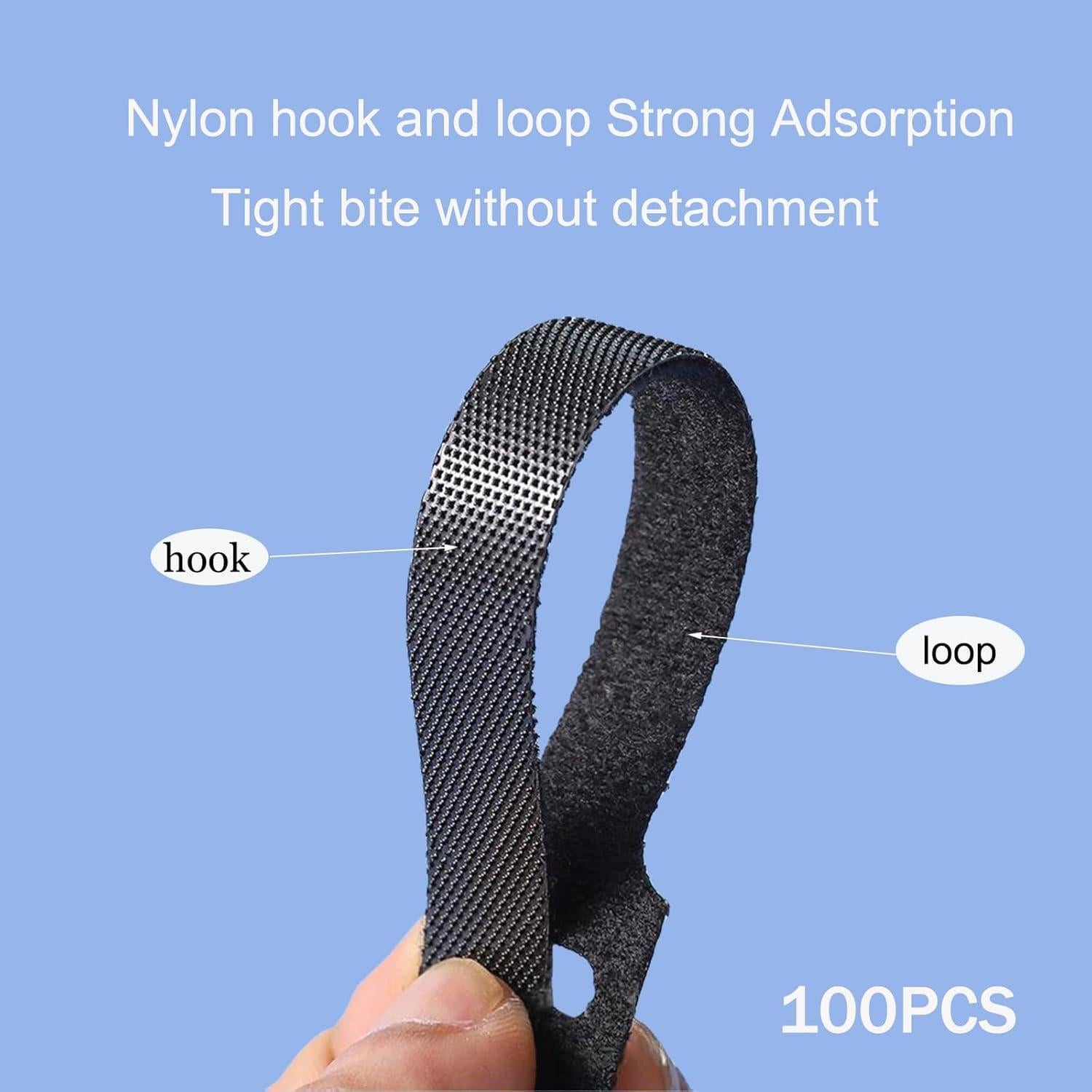 100 Sujetadores de Cable Reutilizables BGCLOUD 15 cm Negro