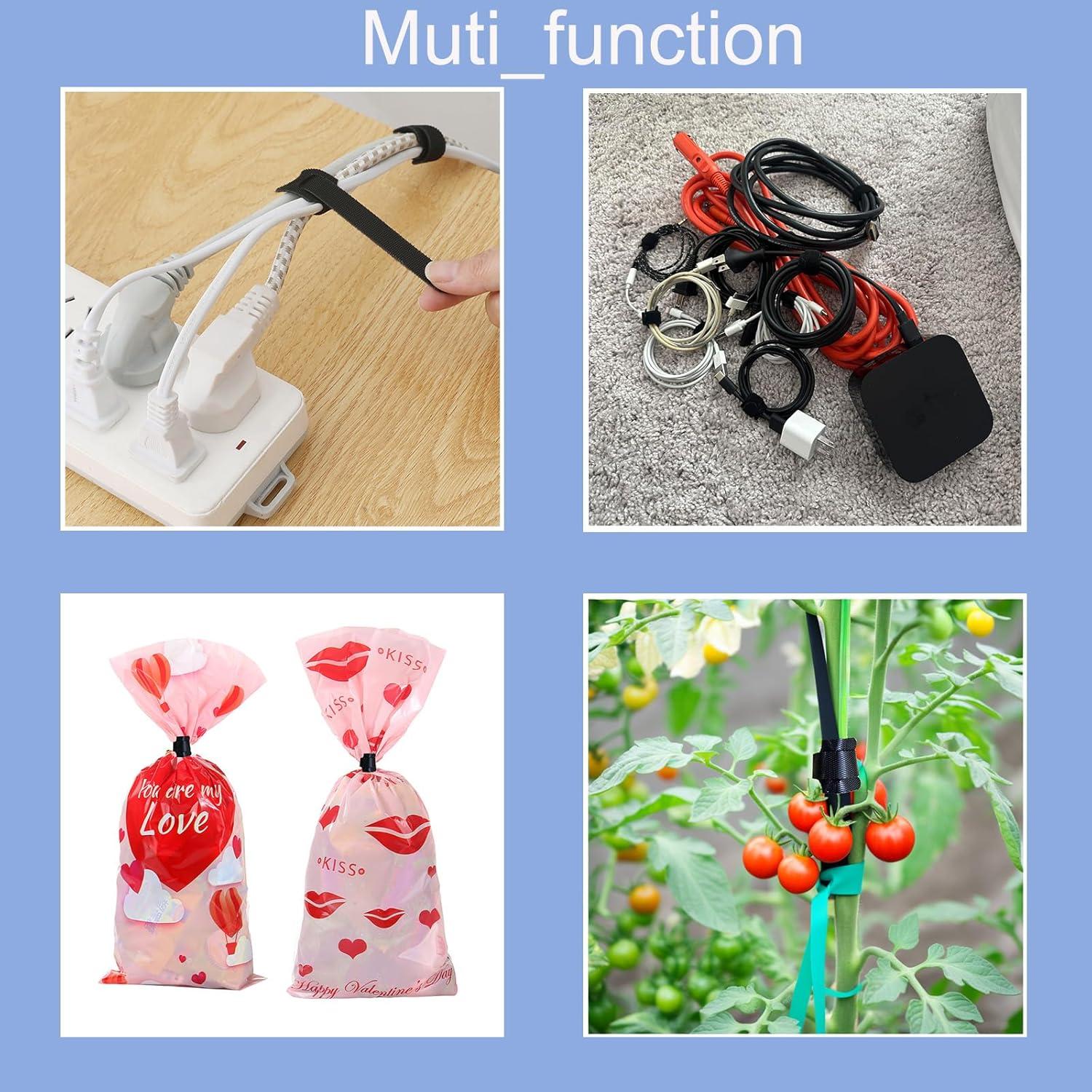 100 Sujetadores de Cable Reutilizables BGCLOUD 15 cm Negro