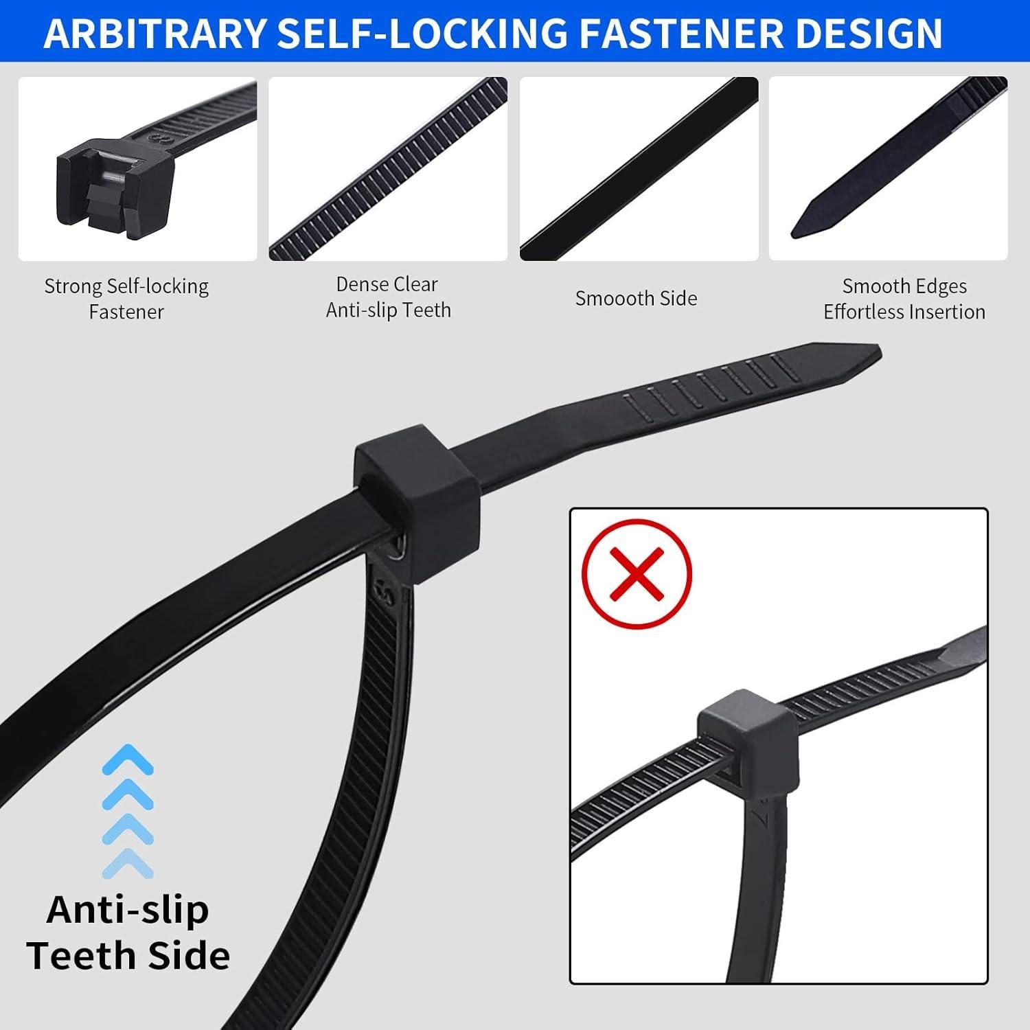 Bridas de Cable MVYC 20 cm Negras Alta Resistencia 1000 Pzas