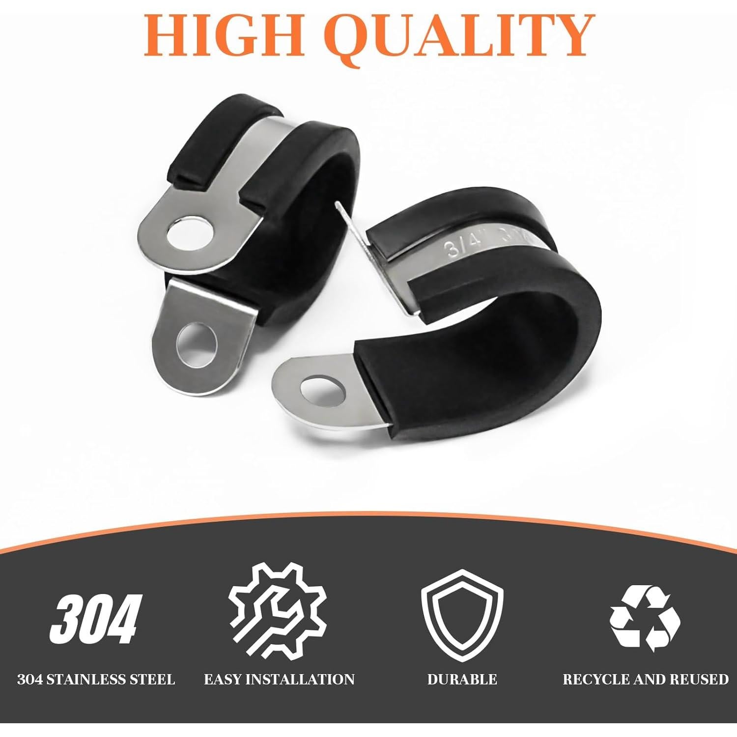 50 Abrazaderas de Cable 1" Acero Inoxidable UCANVIN con Goma