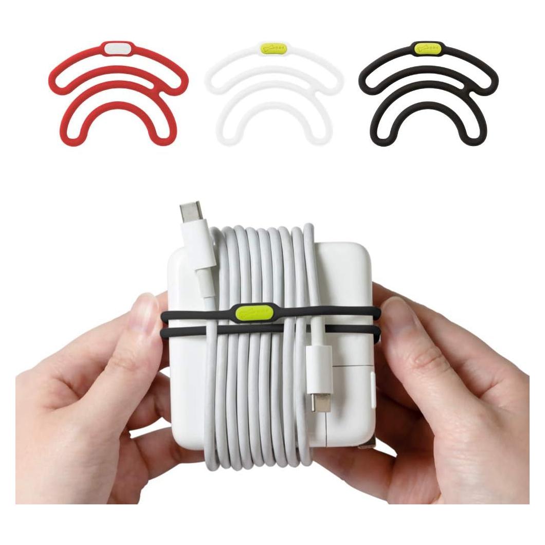 Organizador de Cables BONE - Banda Dual de Silicona 3 Pzs