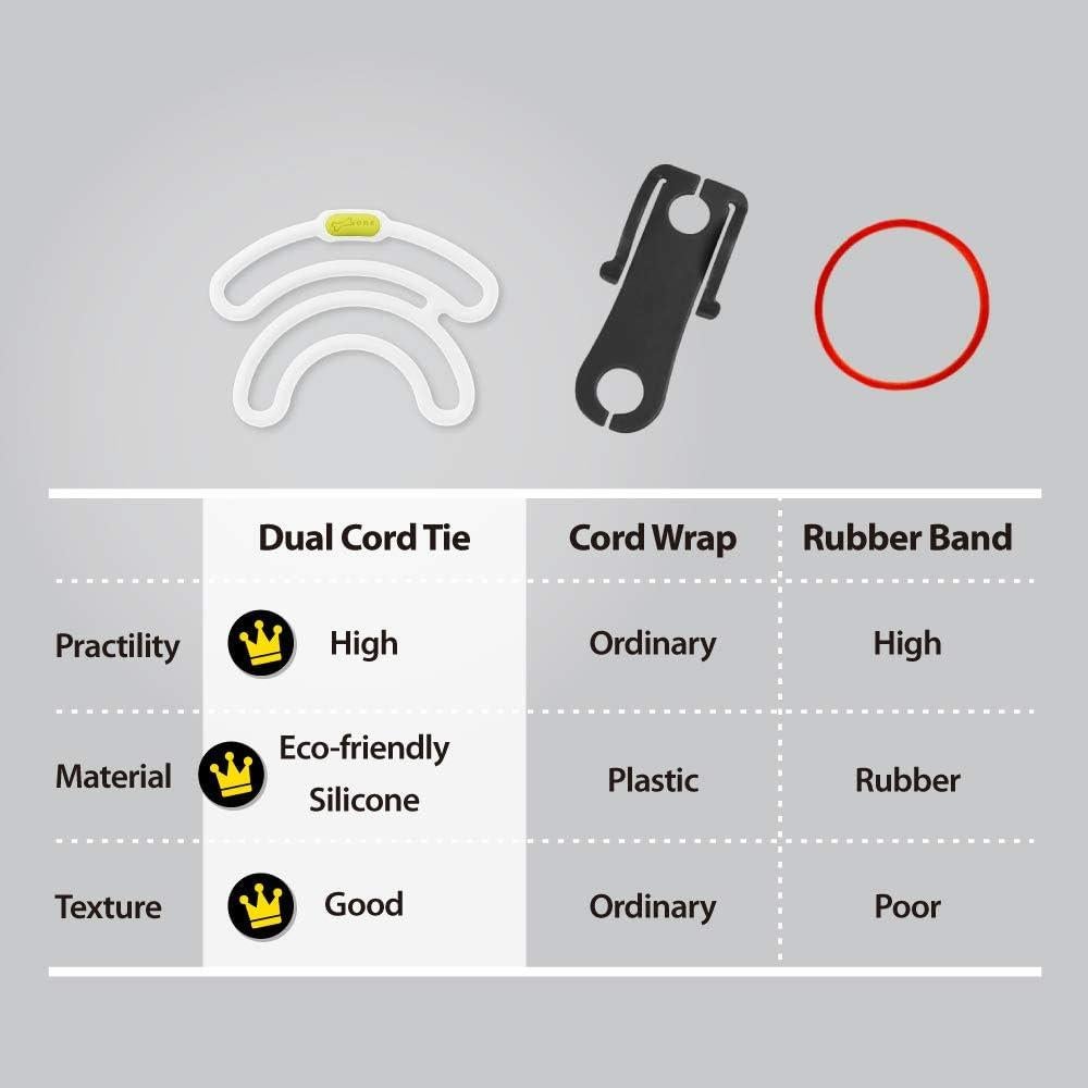 Organizador de Cables BONE - Banda Dual de Silicona 3 Pzs