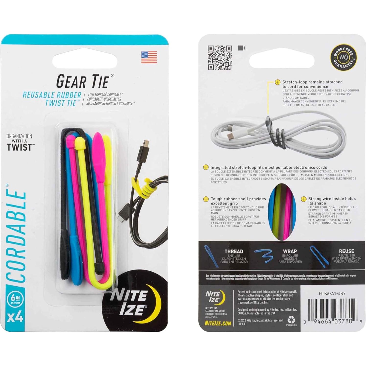 Ataduras Flexibles Nite Ize Gear Tie 15 cm - 8 Piezas Multicolor
