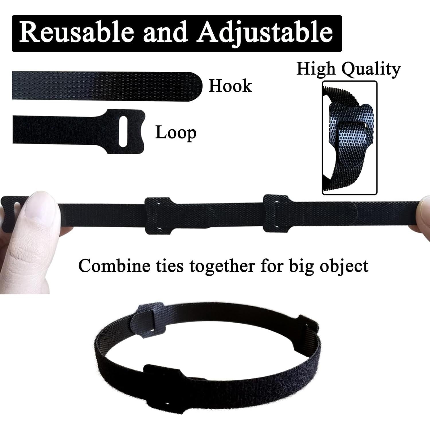 50 Bridas de Nylon Reutilizables 10 cm Anikoocory Negras