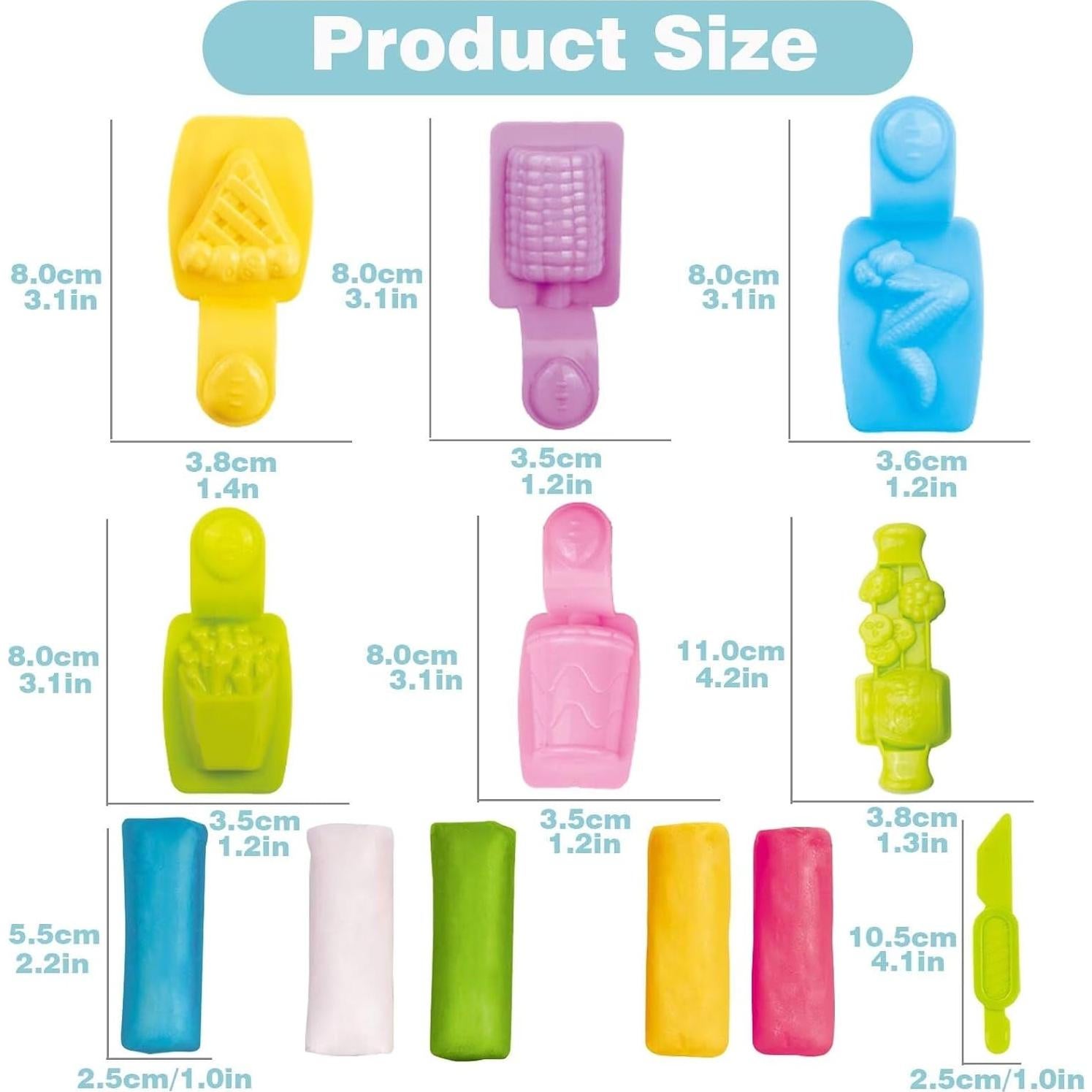 Set de 6 Moldes de Comida Yiklucg con 5 Arcillas 150g