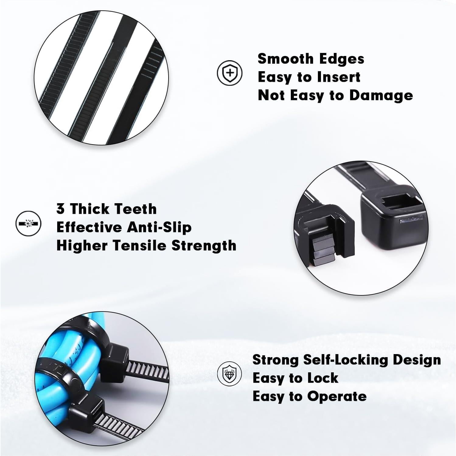 Bridas de Nylon KAMOTA 1500pcs 35.56cm 22.68kg Resistencia