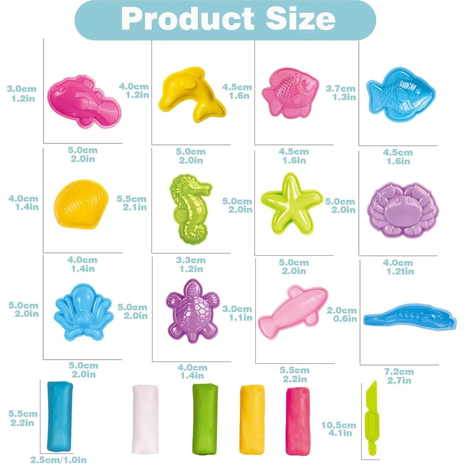 Set de Arcilla Yiklucg 12 Moldes Océano 5 Colores 0,14 kg