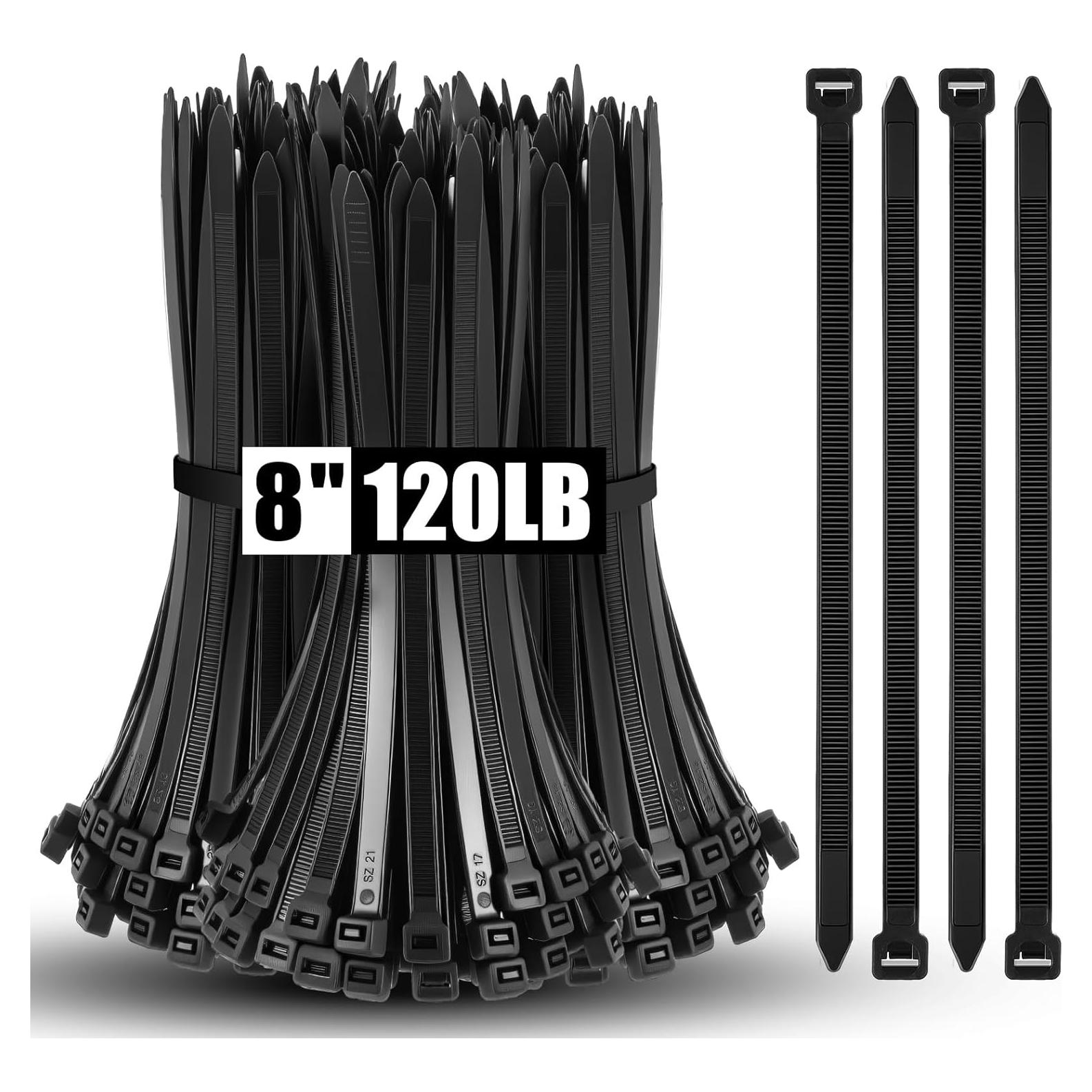 500 Bridas de Plástico Pesadas Reallnaive 20.32 cm Nylon Negro