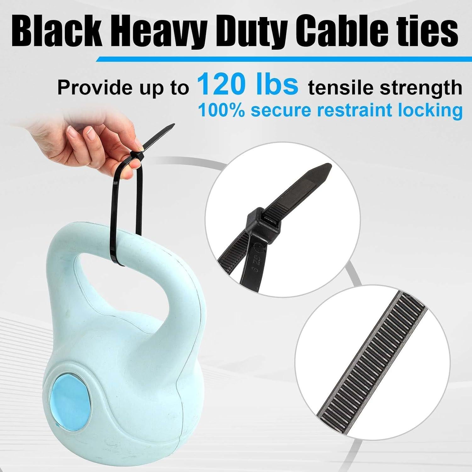 500 Bridas de Plástico Pesadas Reallnaive 20.32 cm Nylon Negro