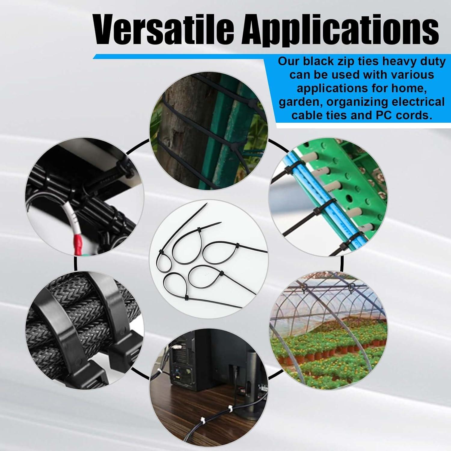 500 Bridas de Plástico Pesadas Reallnaive 20.32 cm Nylon Negro