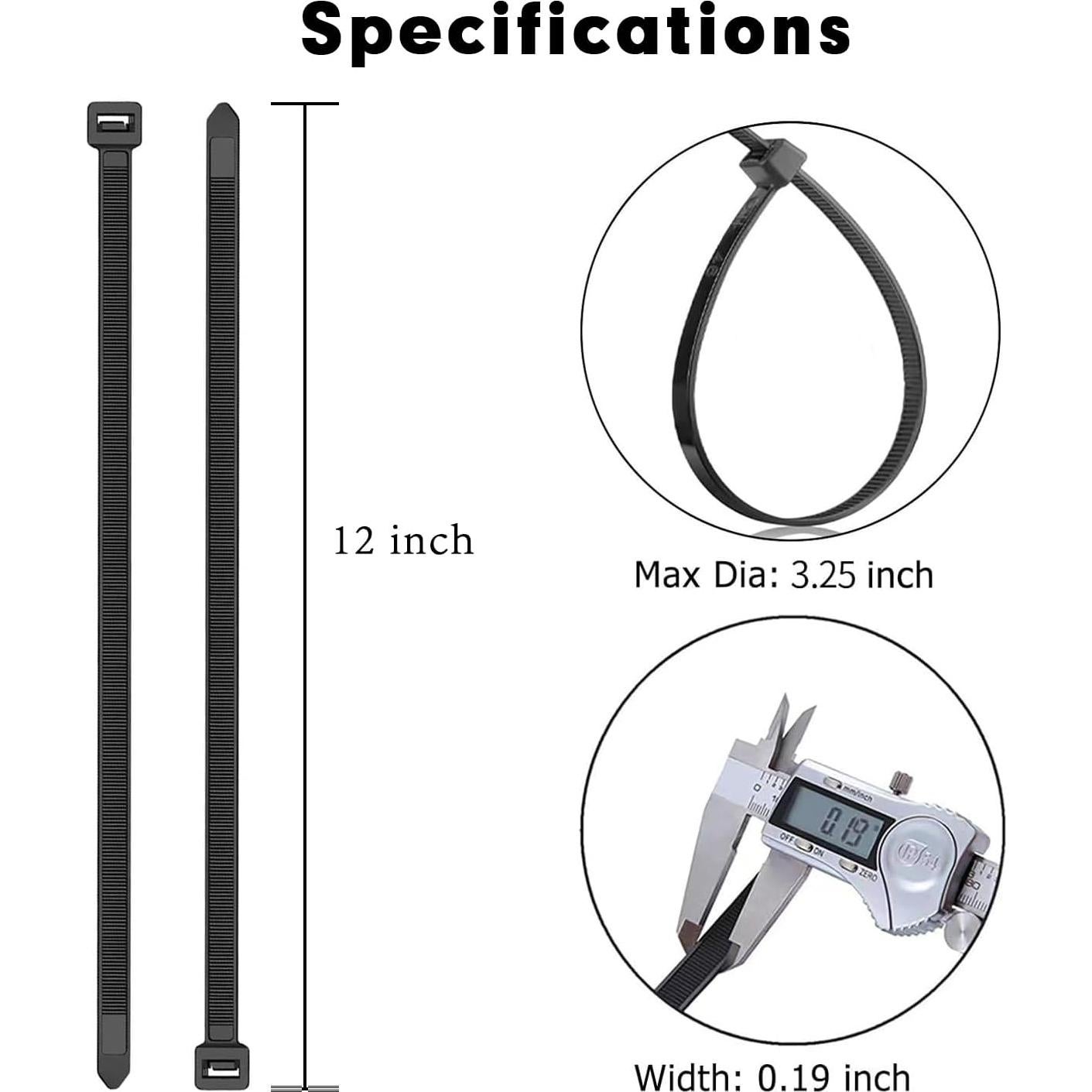 Bridas de Nylon KAMOTA 1500pcs 30 cm 22.7 kg Resistencia