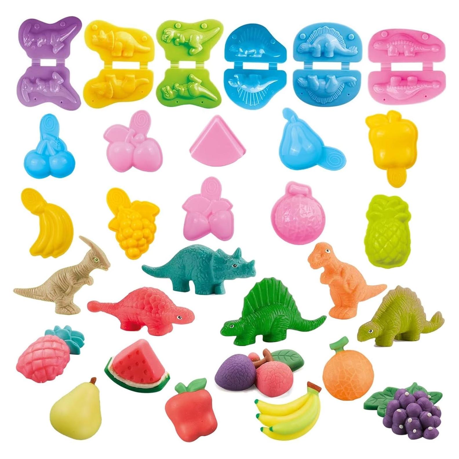 Set de Arcilla Yiklucg 16 Moldes Dinosaurios y Frutas
