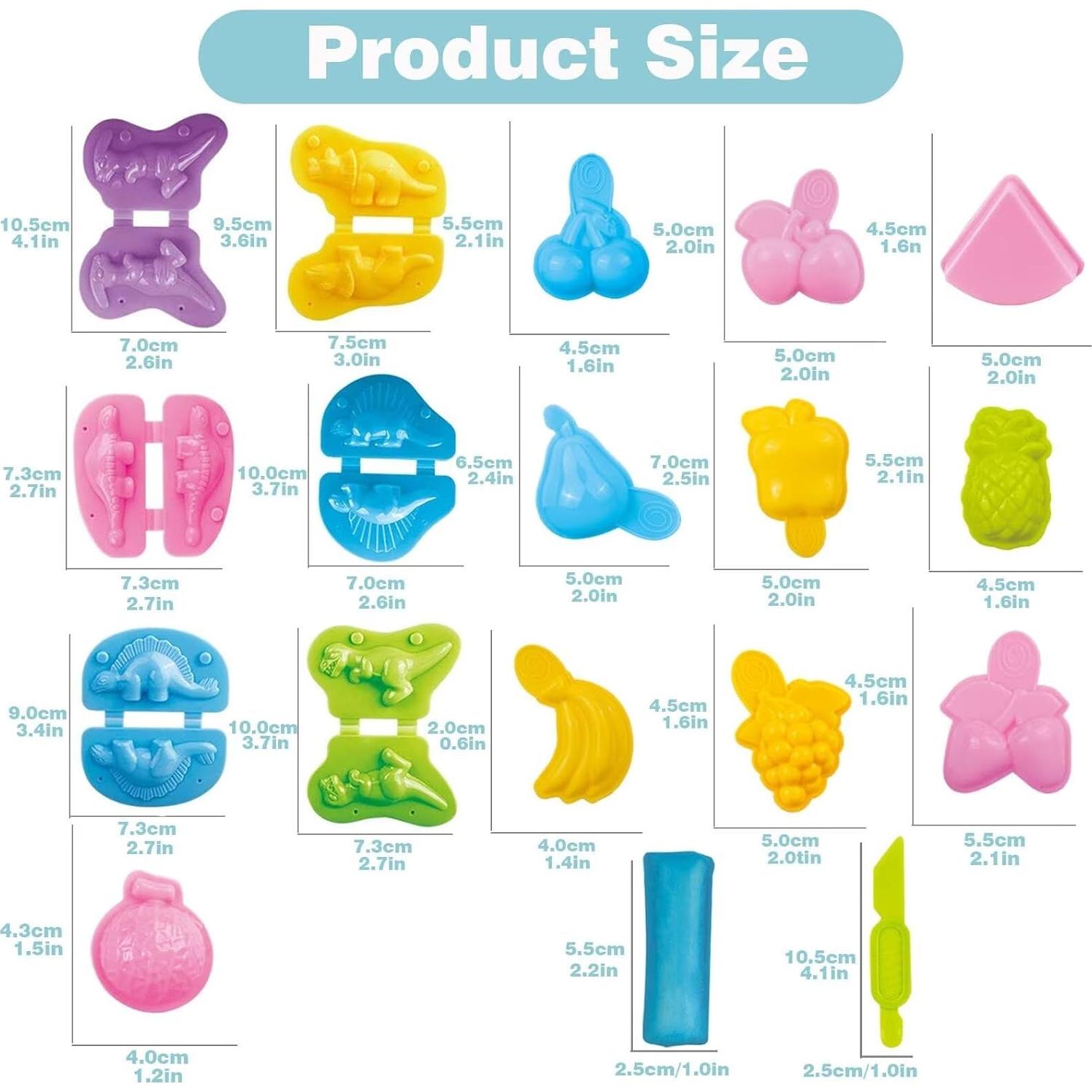 Set de Arcilla Yiklucg 16 Moldes Dinosaurios y Frutas
