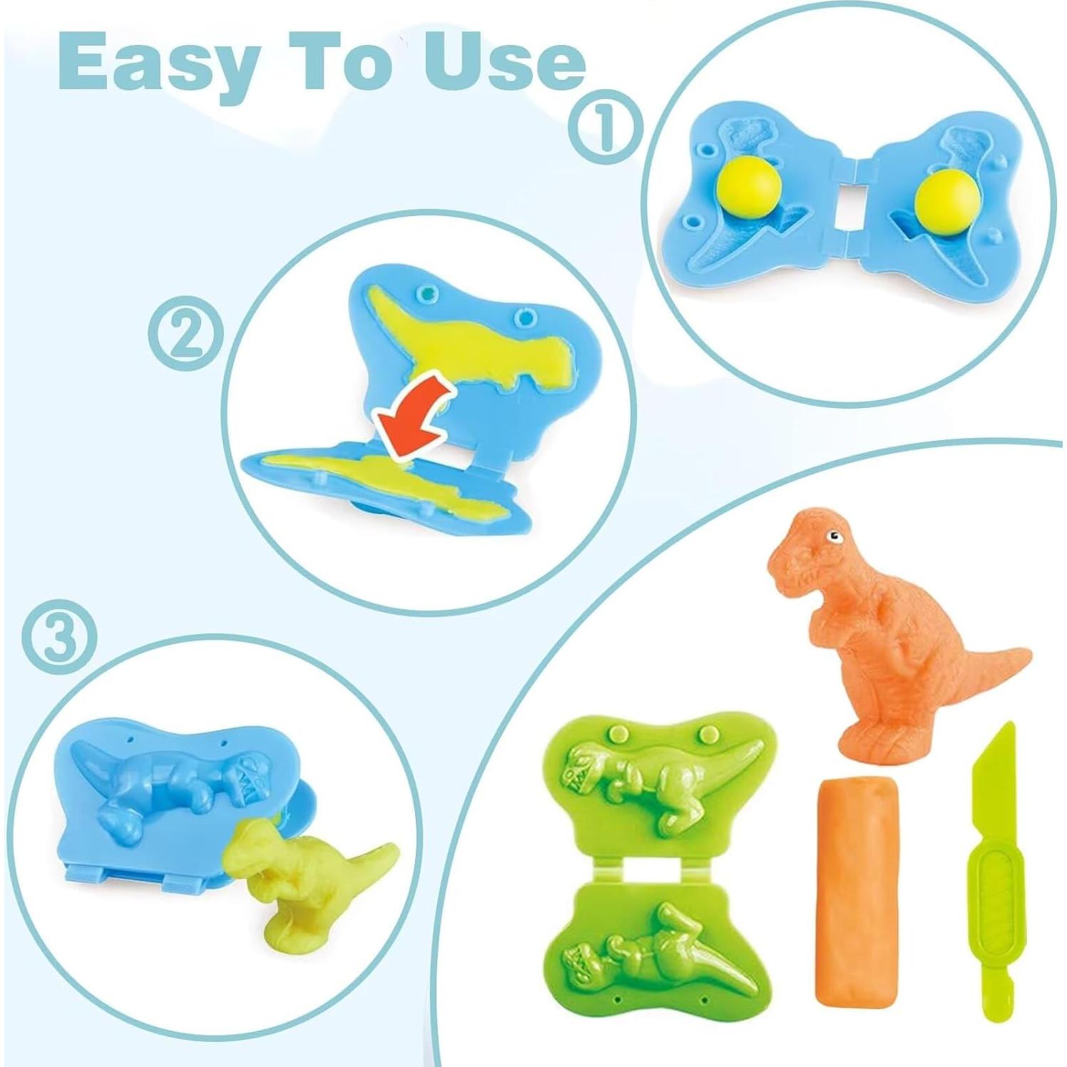 Set de Arcilla Yiklucg 16 Moldes Dinosaurios y Frutas