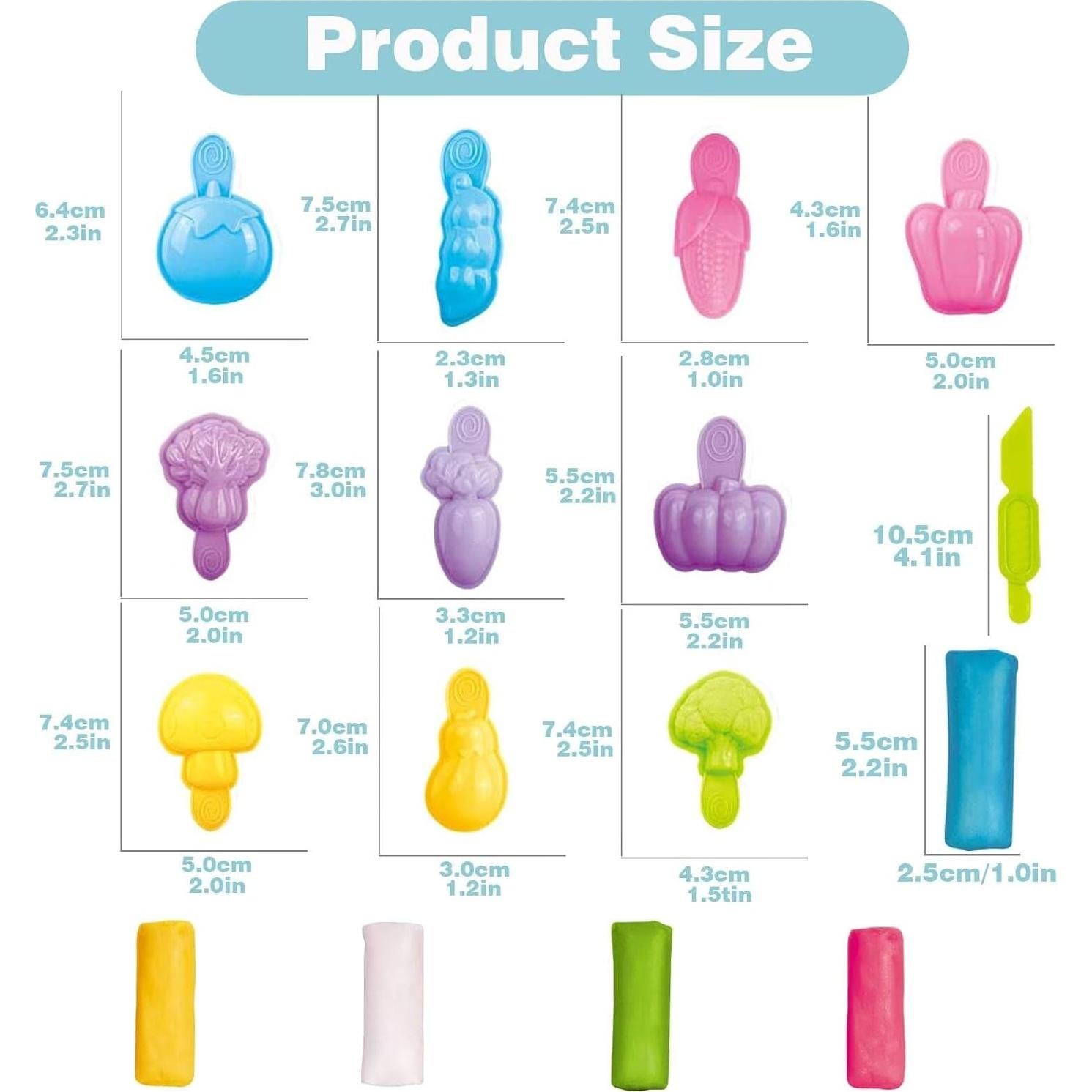 Set de 10 Moldes de Verduras Yiklucg con 5 Arcillas