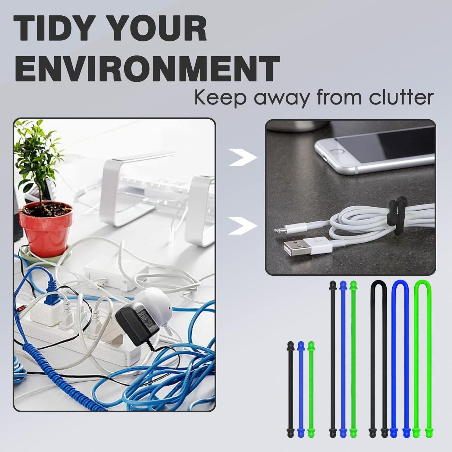 Juego de 9 Correas de Silicona UAIAGM para Organización de Cables