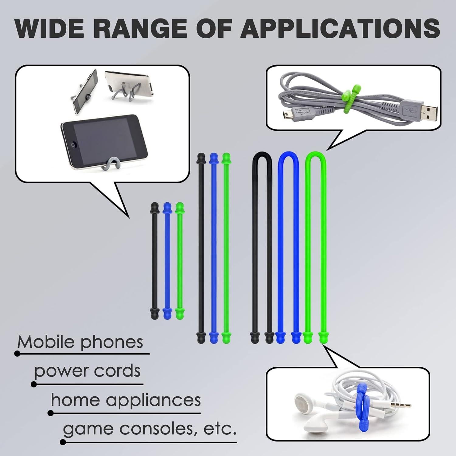 Juego de 9 Correas de Silicona UAIAGM para Organización de Cables