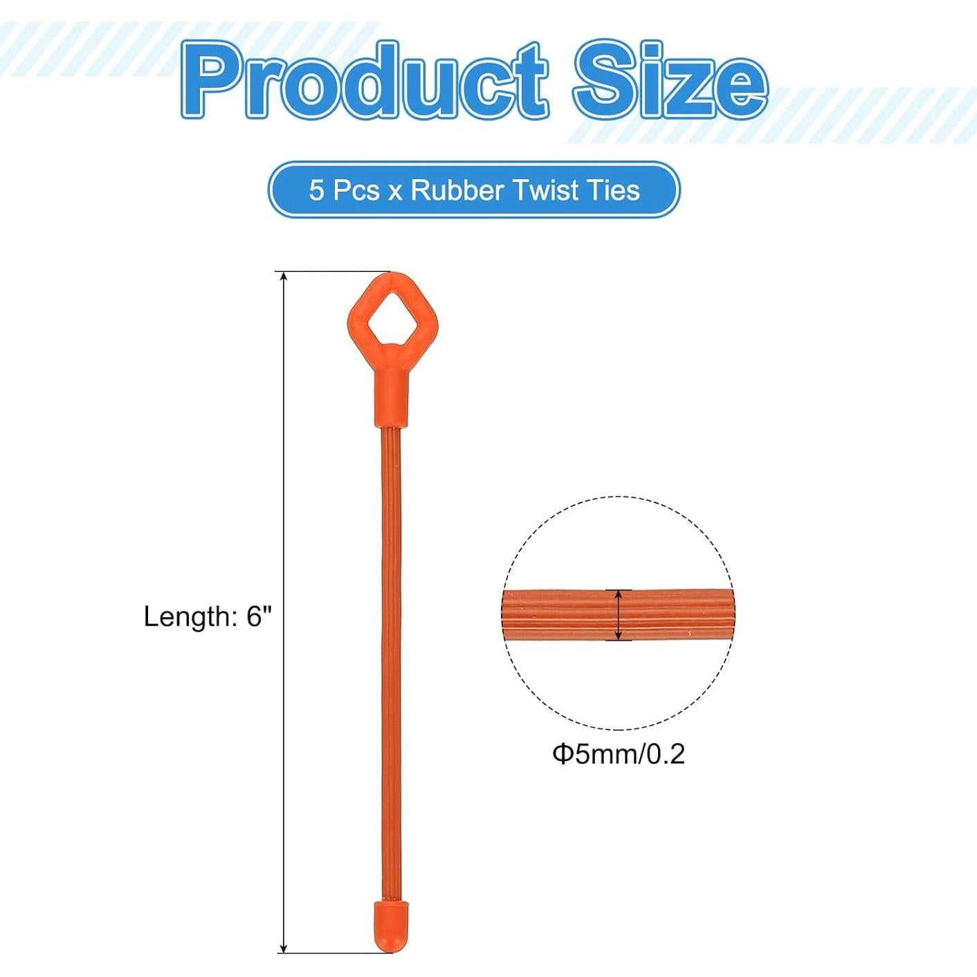 Tiras de Goma Retorcidas PATIKIL 15.24 cm Silicona Naranja 5 Pcs