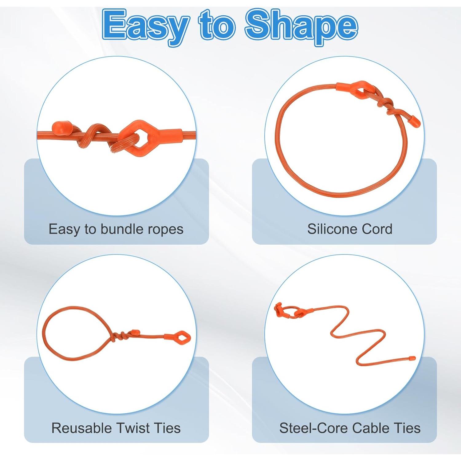 Tiras de Goma Retorcidas PATIKIL 15.24 cm Silicona Naranja 5 Pcs