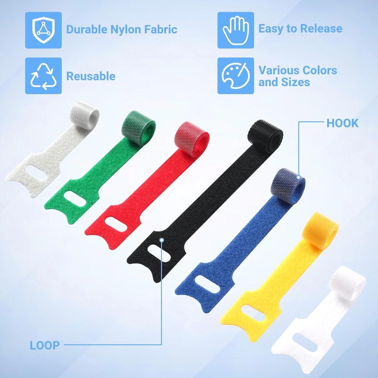 200 Sujetadores de Cable Reutilizables VZZNN Multicolor 4-6-8cm