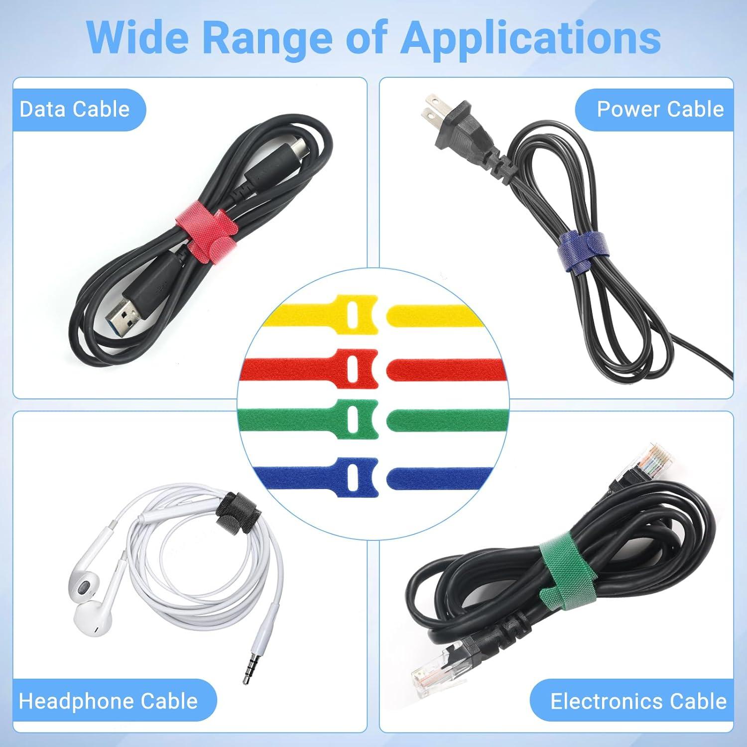200 Sujetadores de Cable Reutilizables VZZNN Multicolor 4-6-8cm