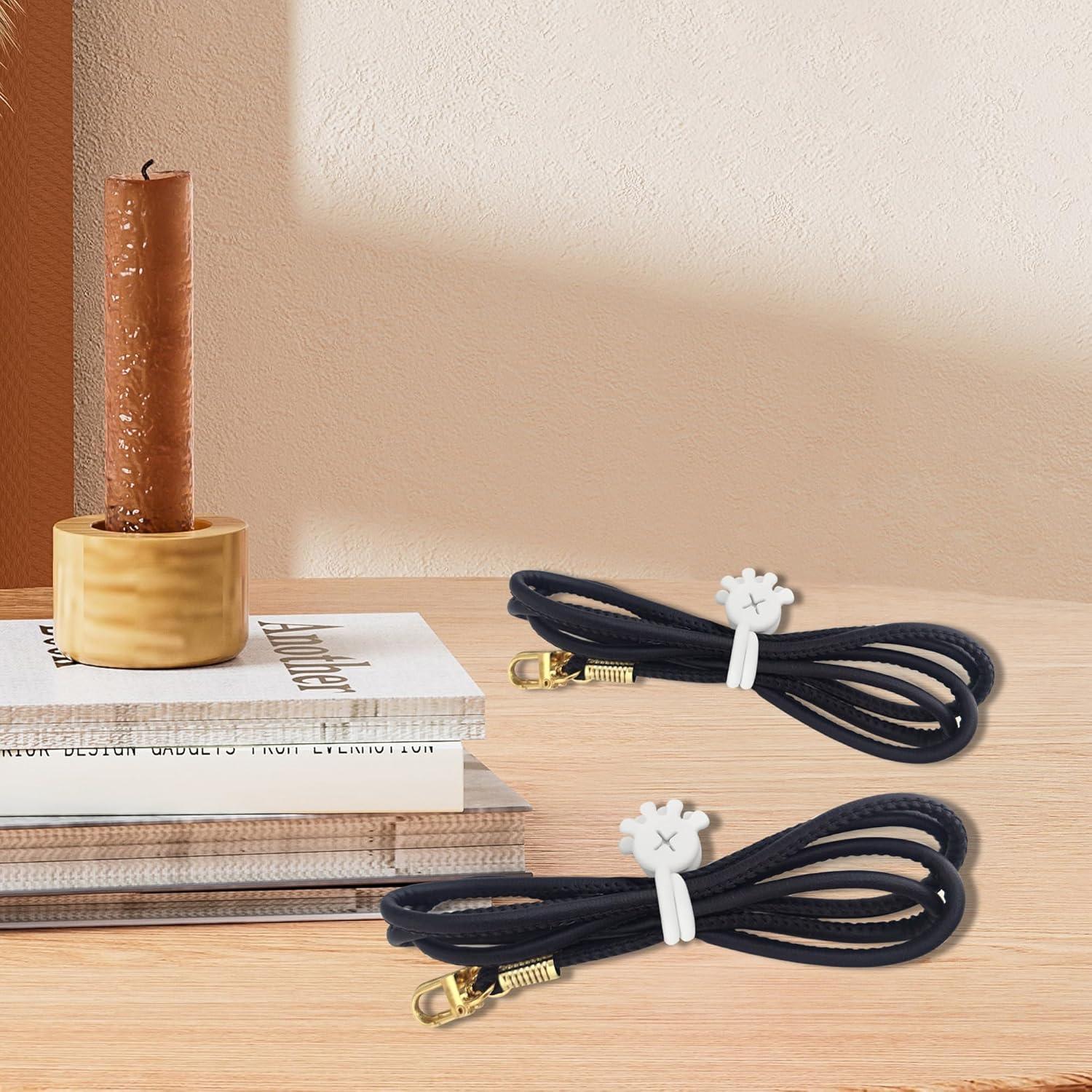 Lilaly 10 Pcs Silicone Cable Ties Versatile Silicone Cord Organizer Straps Reusable Cute Palm Shaped Silicone Cable Straps Thread Organizer, White