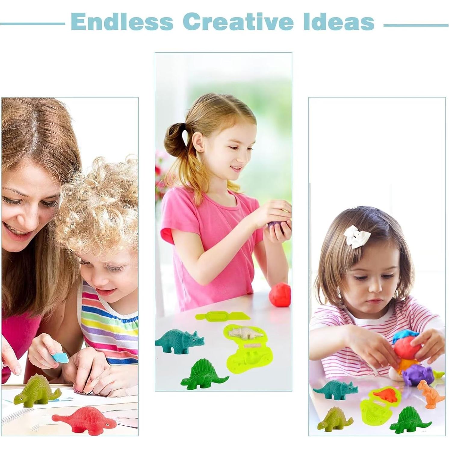 Set de Arcilla Yiklucg 12 Moldes Dinosaurios y Comida