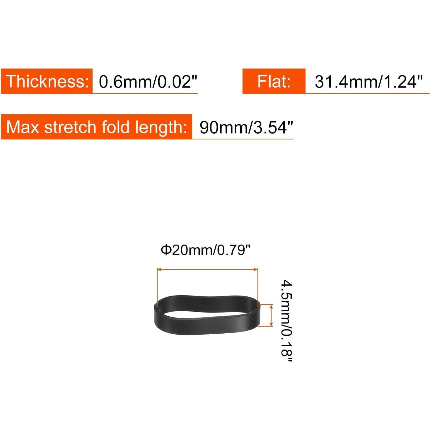 Bandas de Goma de Silicona PATIKIL 100pcs 31.75mm Negro