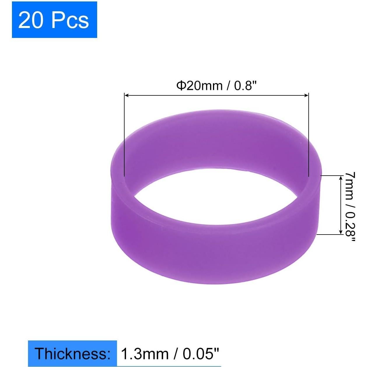 Bandas de Goma de Silicona uxcell 20Pcs 20x7mm Morado