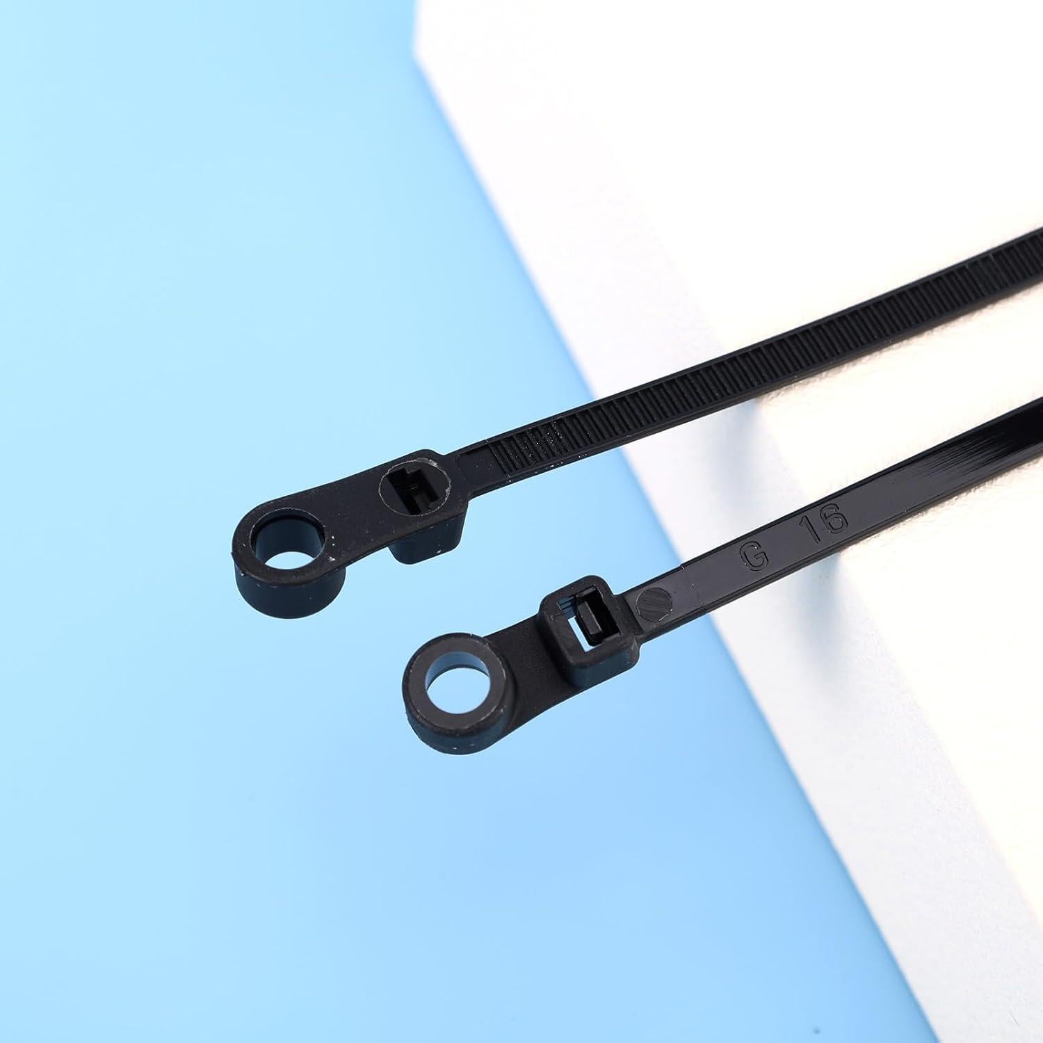 200 Bridas Negras de Nylon 30cm con Agujero para Tornillo