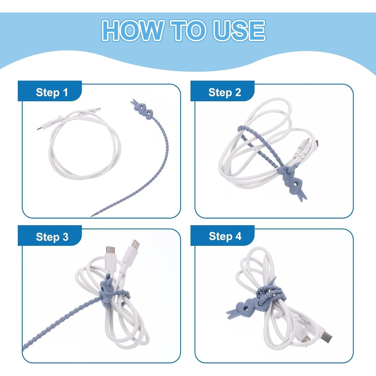 30 Sujetadores de Cable de Silicona uxcell 25cm Reutilizables