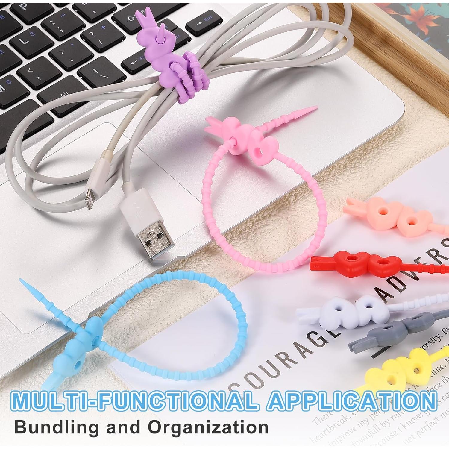 30 Sujetadores de Cable de Silicona uxcell 25cm Reutilizables