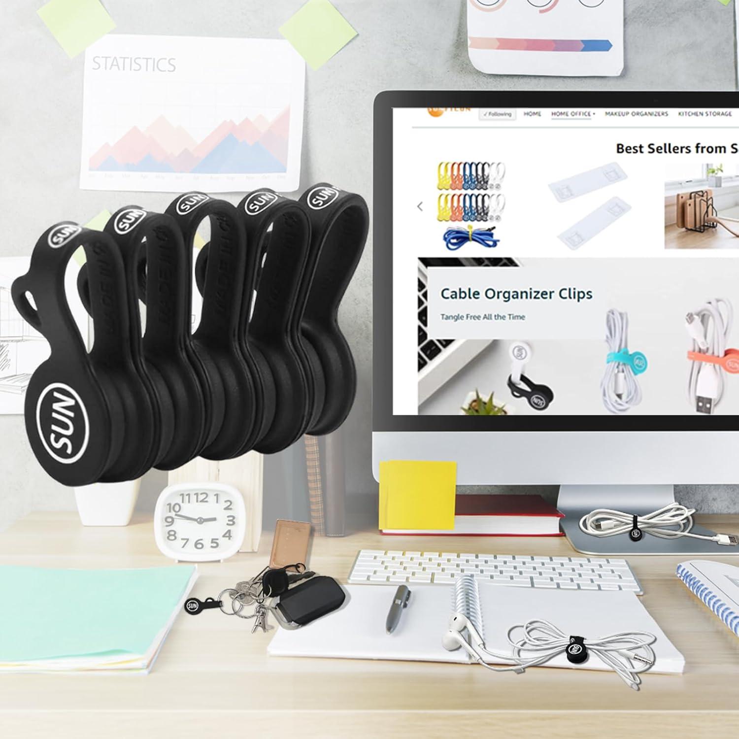 Clips Magnéticos para Cables SUNFICON - Paquete de 5 Negro