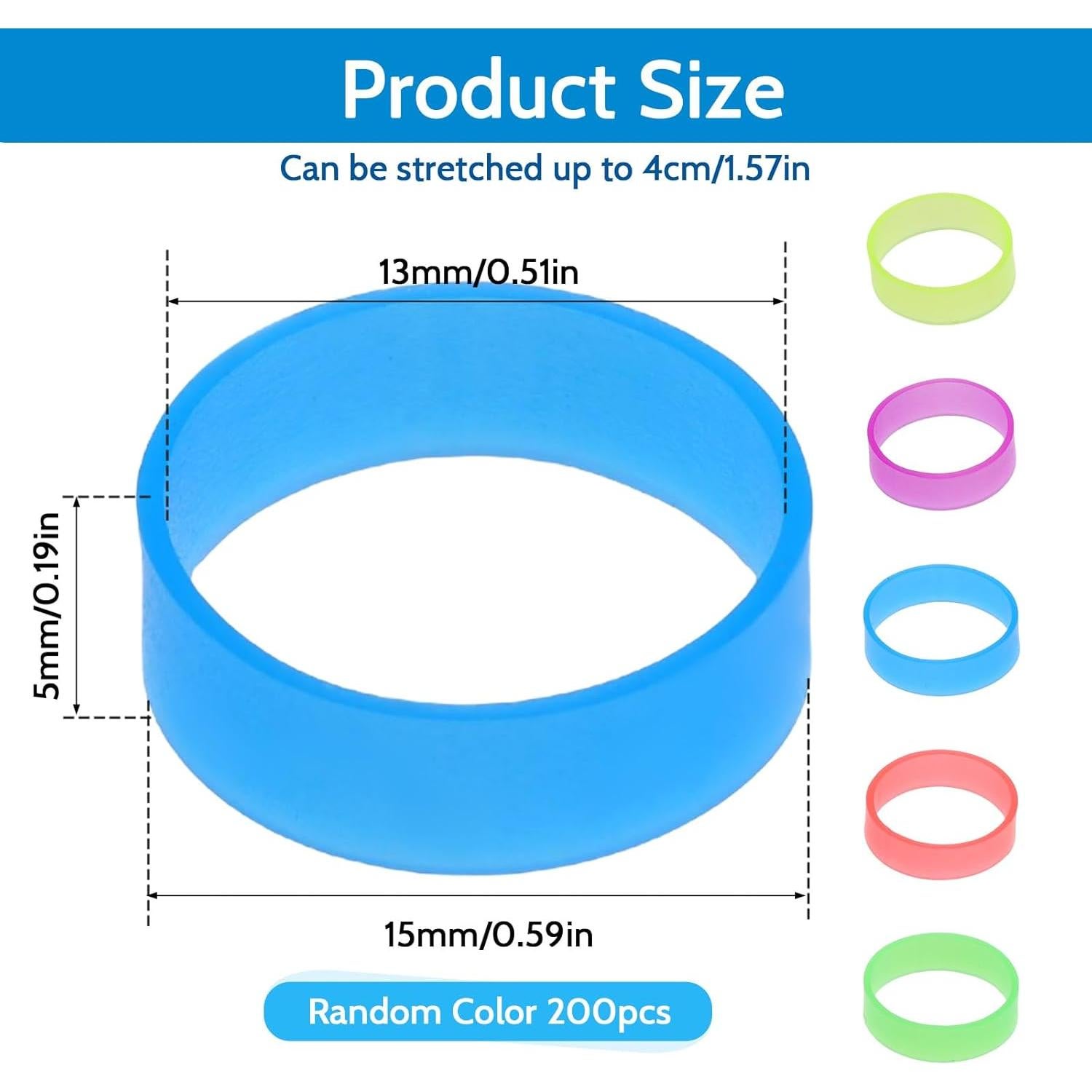 200 Bandas Elásticas de Silicona 15mm Sliverdew - Organizador de Cables