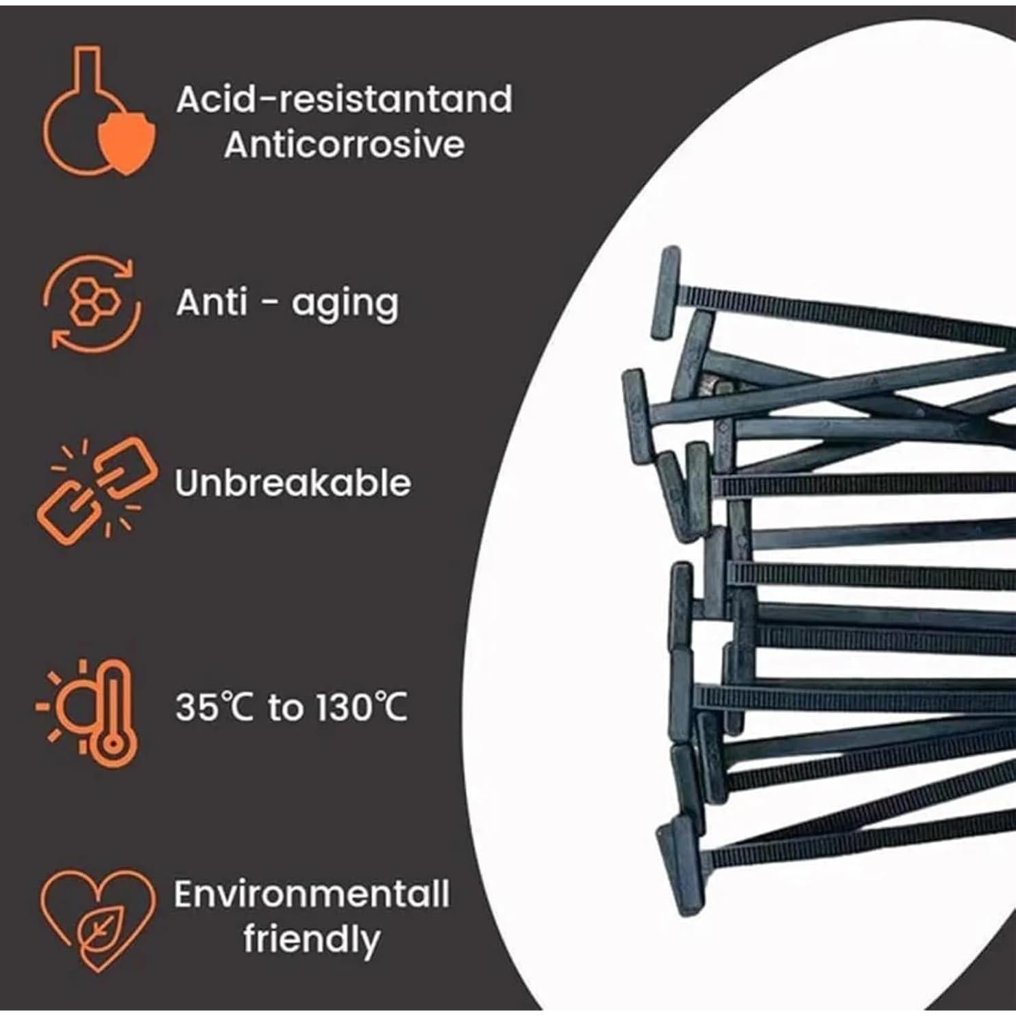 50 Hebillas de Cinta de Cable Nylon ZIAZQAM Resistentes UV