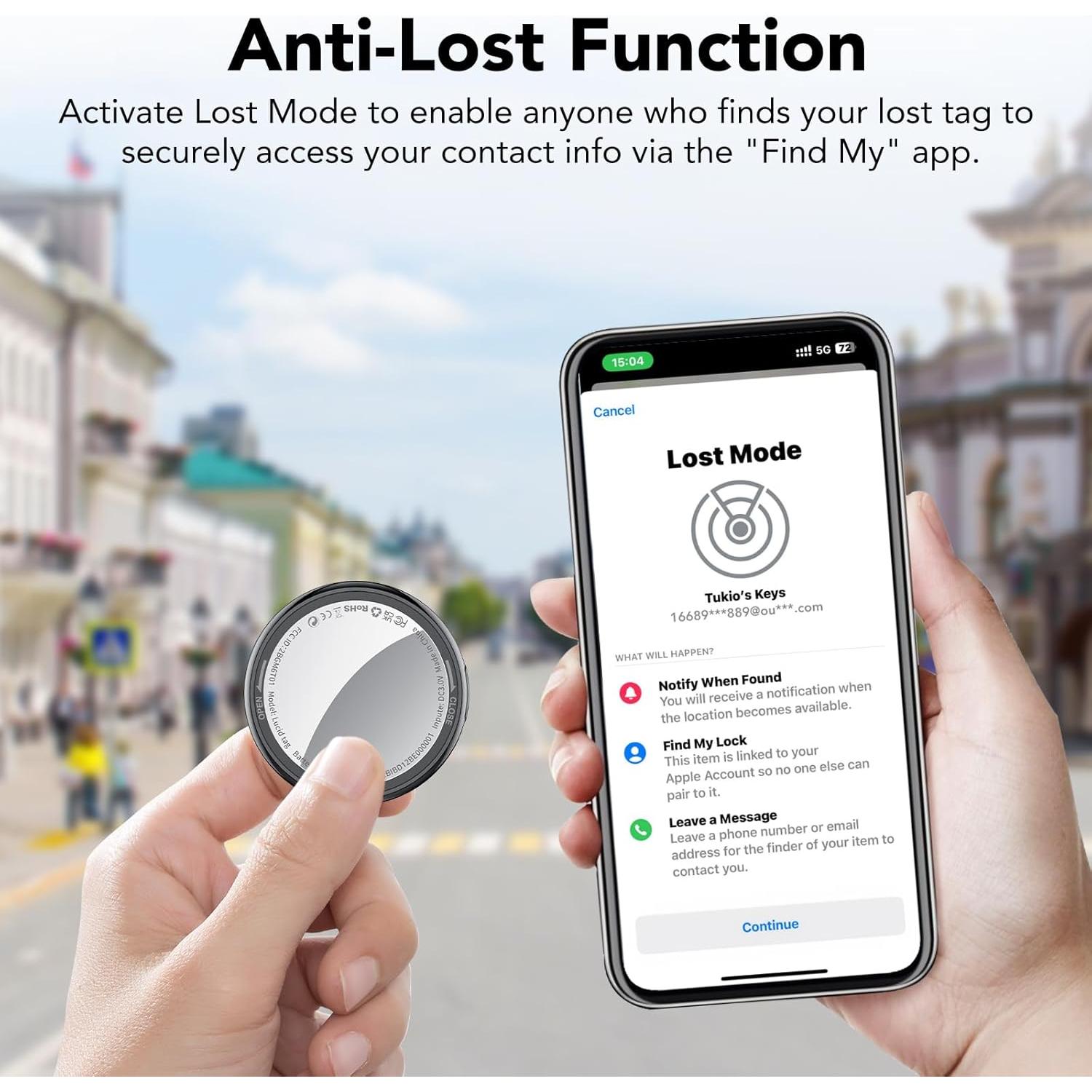 Rastreador Bluetooth Tukio Lucid 4 Paquete - Certificado Apple MFi