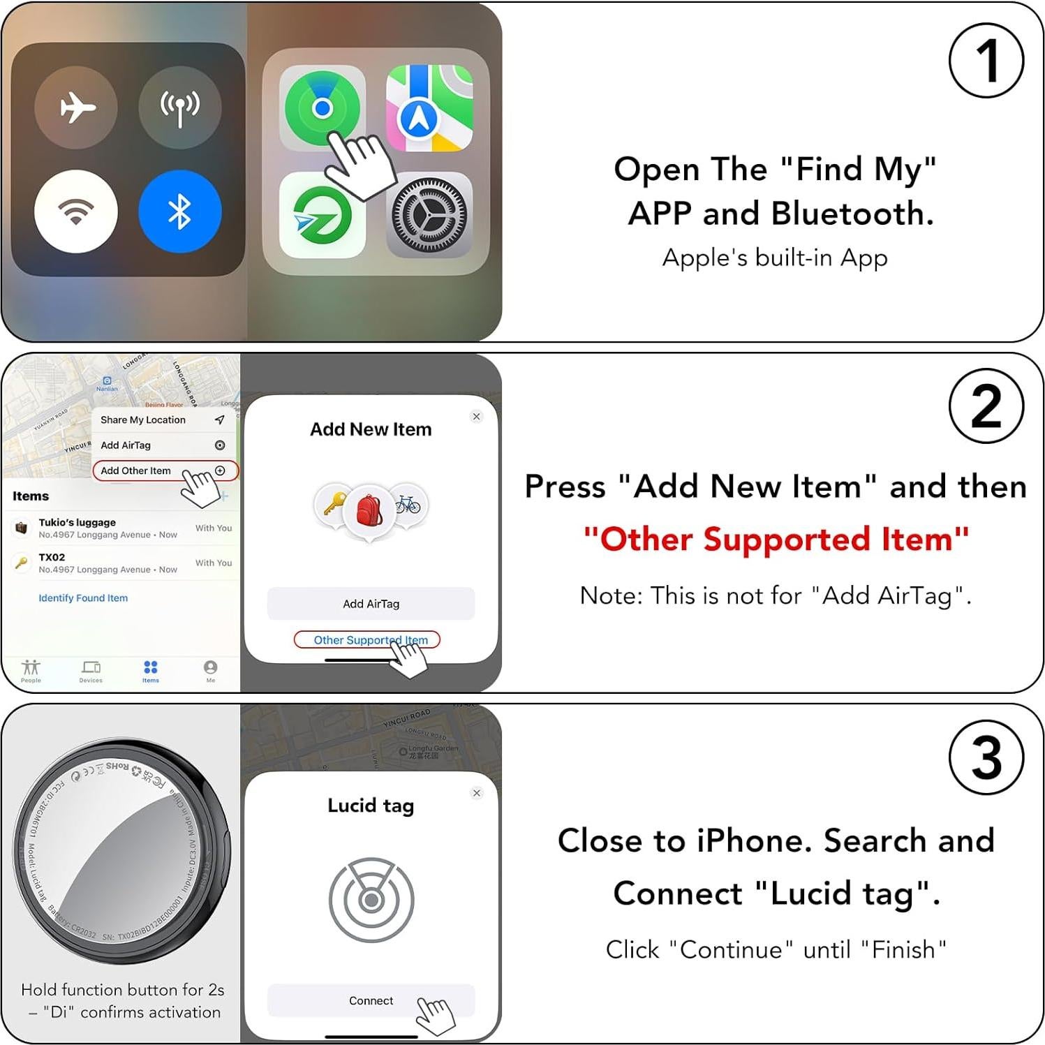 Rastreador Bluetooth Tukio Lucid 4 Paquete - Certificado Apple MFi