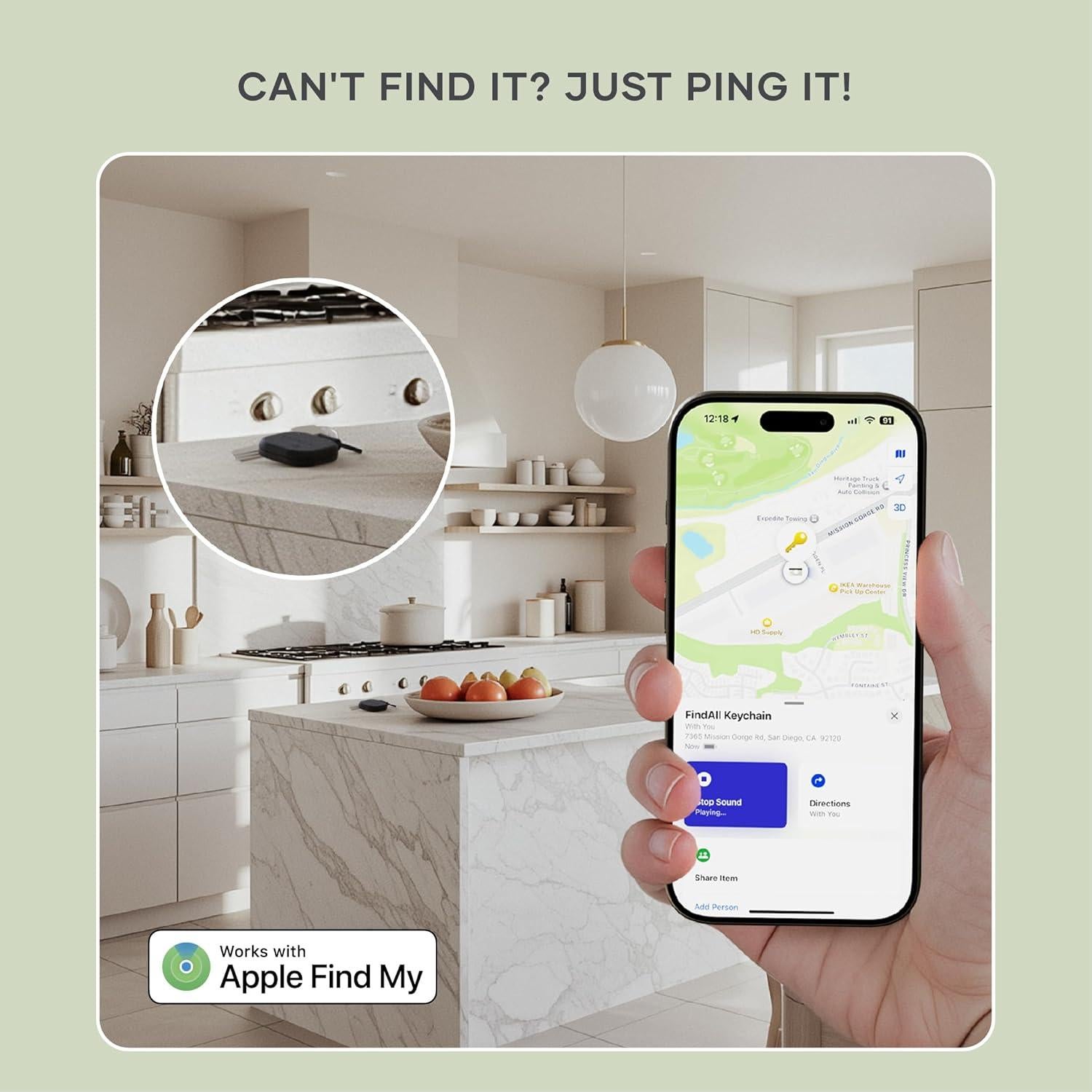 Satechi FindAll Llavero Inalámbrico con Find My - Negro