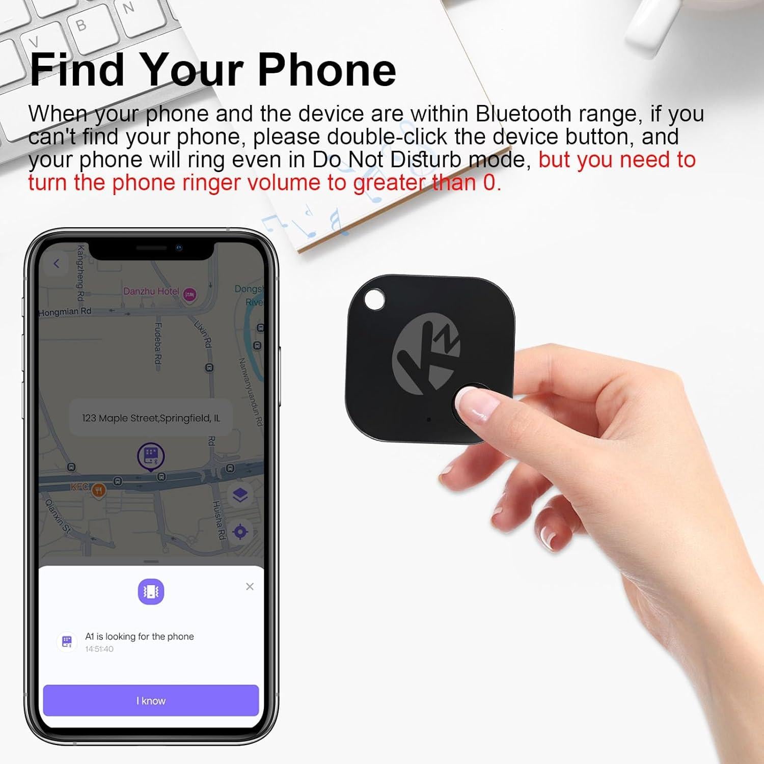 Rastreador Bluetooth KZO Air Tag Mejorado 2025 - Paquete de 4